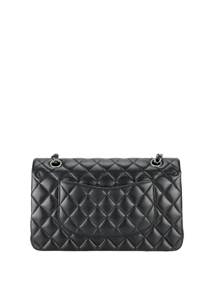 CHANEL - Medium Classic Double Flap Black Lambskin Silver Hardware