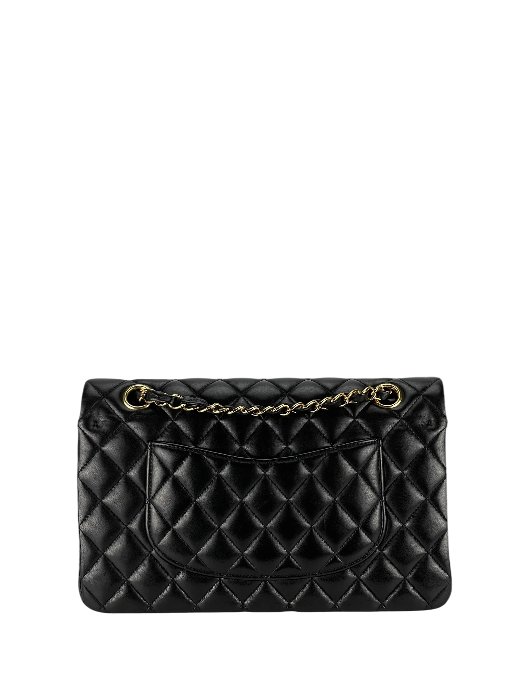 CHANEL - Medium Classic Double Flap Bag Black Lambskin Gold Hardware (CF25)