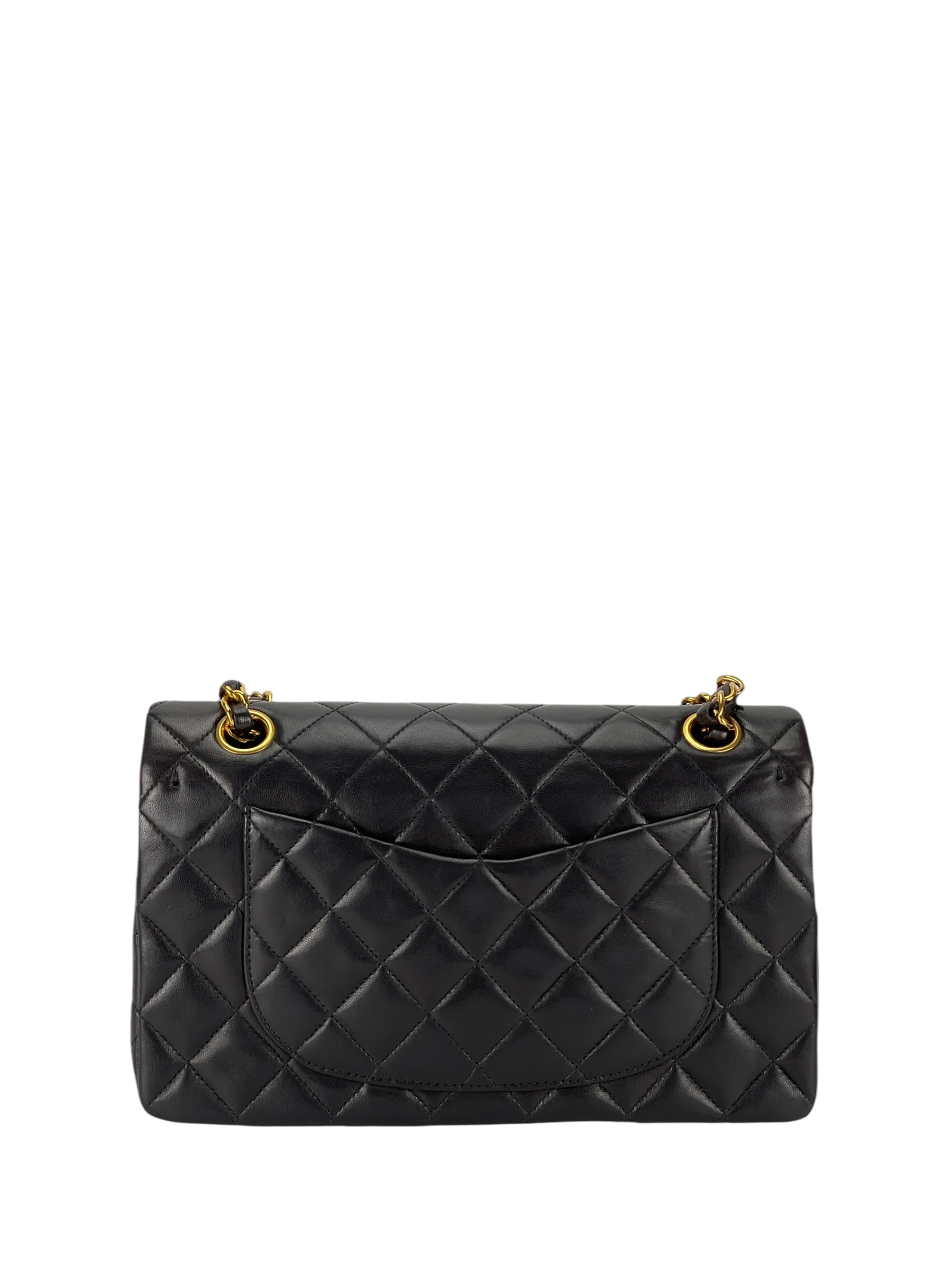 CHANEL - Medium Classic Double Flap Bag Black Lambskin Gold Hardware (CF25)
