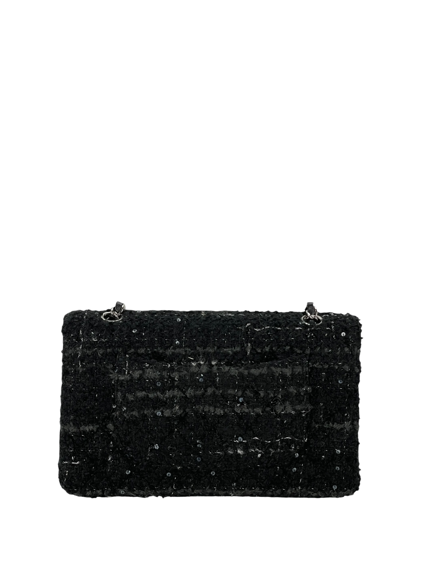 CHANEL - Medium Classic Double Flap Bag Tasche Quilted Tweed Mit Pailletten