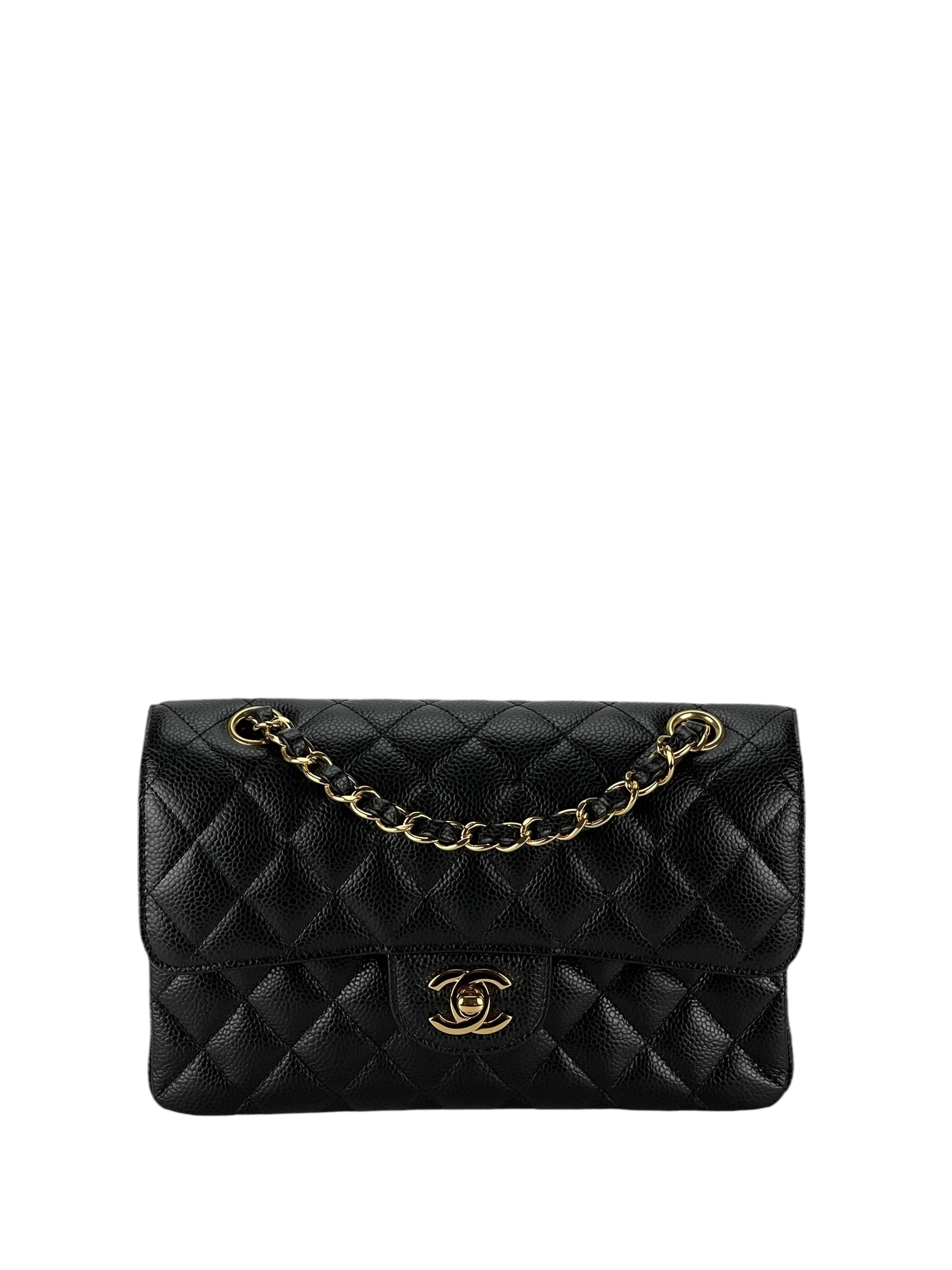 CHANEL - Medium Classic Double Flap Bag Black Caviar Gold Hardware (CF25)