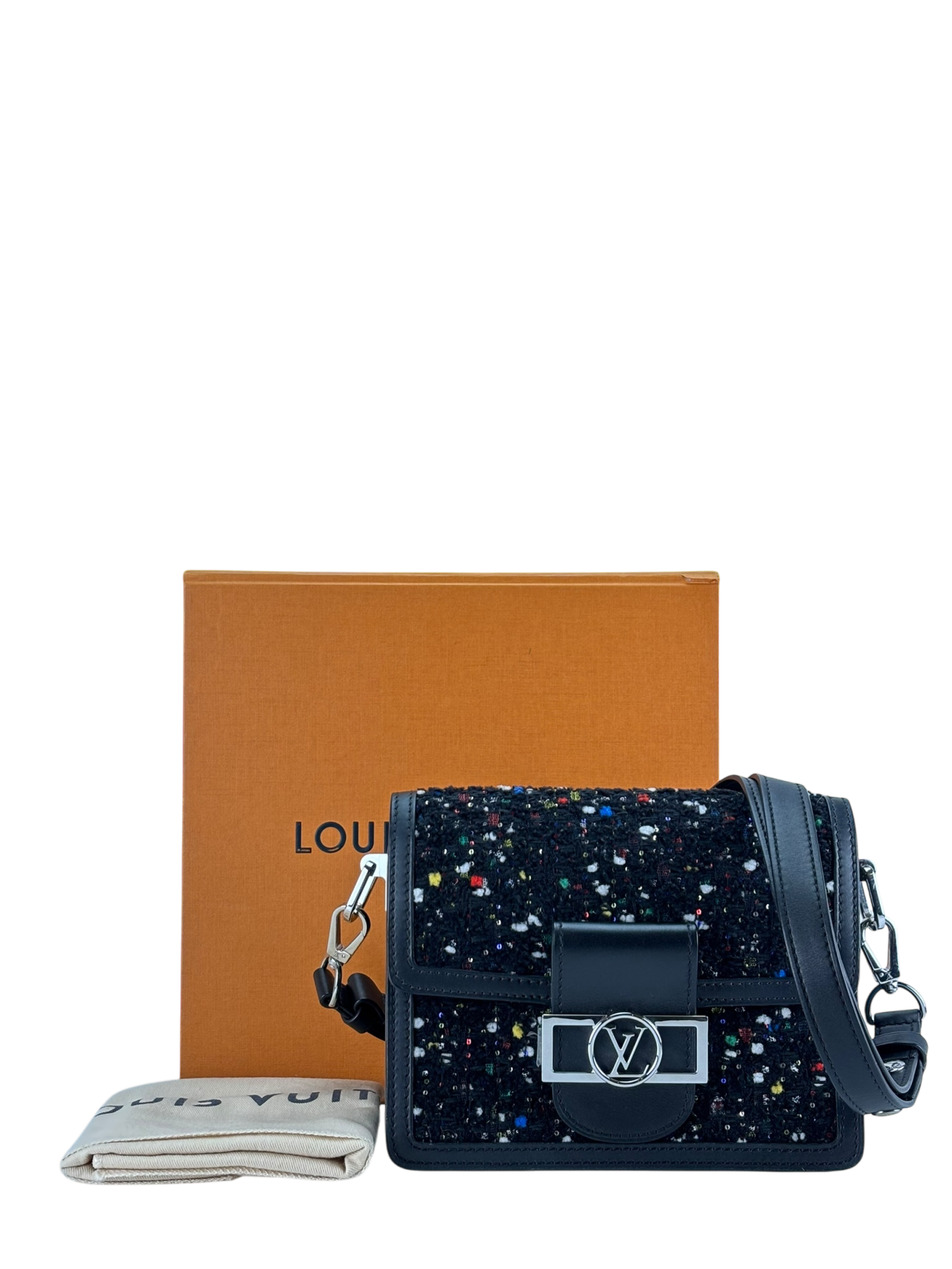 LOUIS VUITTON - Black Tweed Dauphine Crossbody Bag