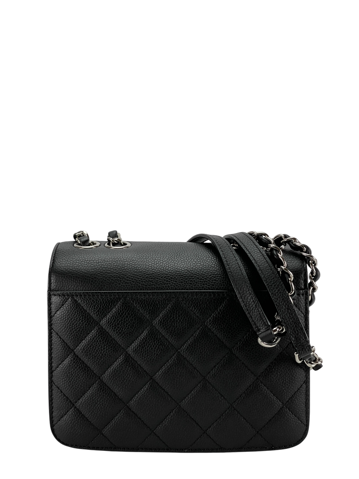 CHANEL - Black Sliver Caviar Quilted CC Box FlapBag
