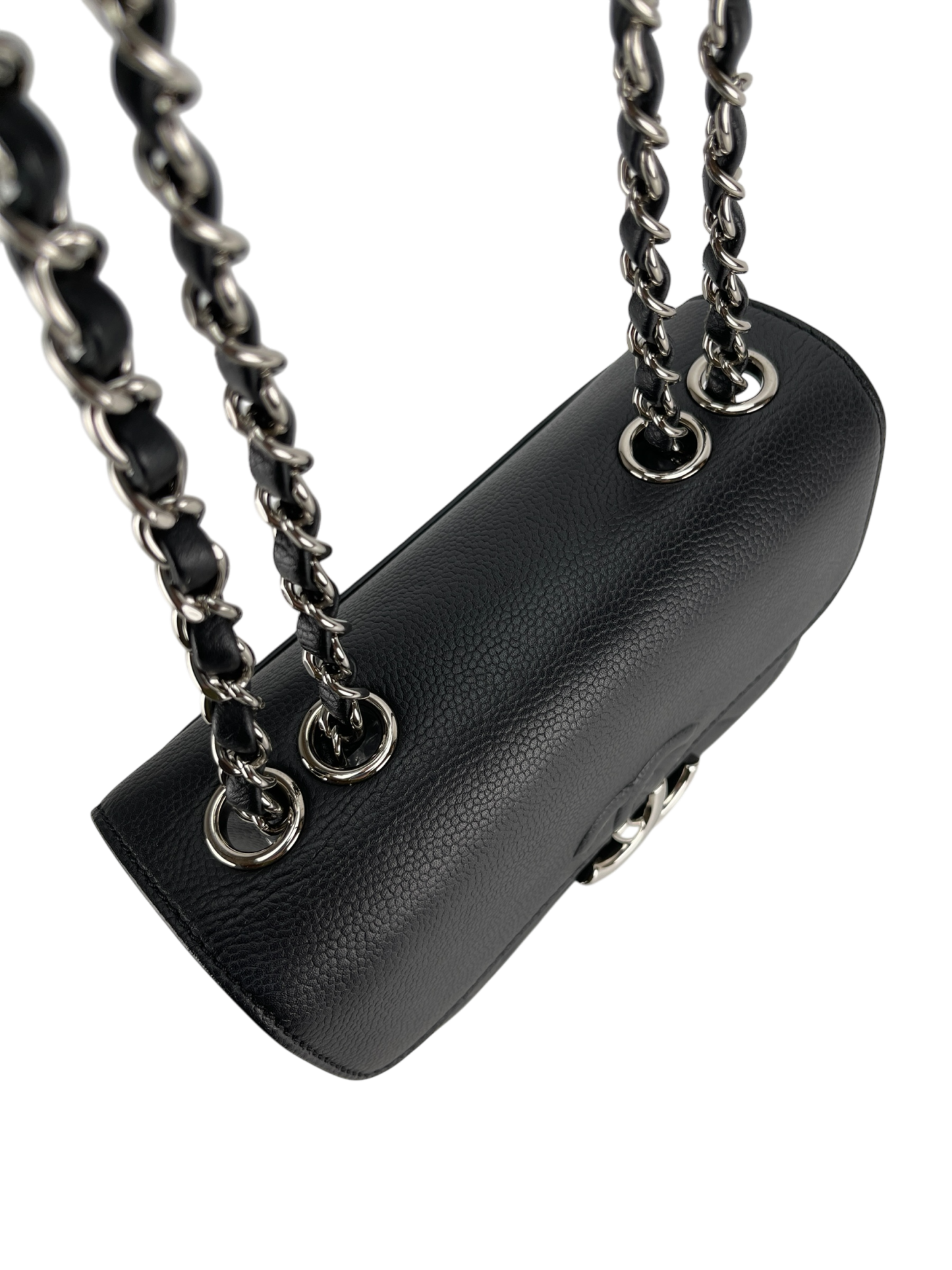 CHANEL - Black Sliver Caviar Quilted CC Box FlapBag