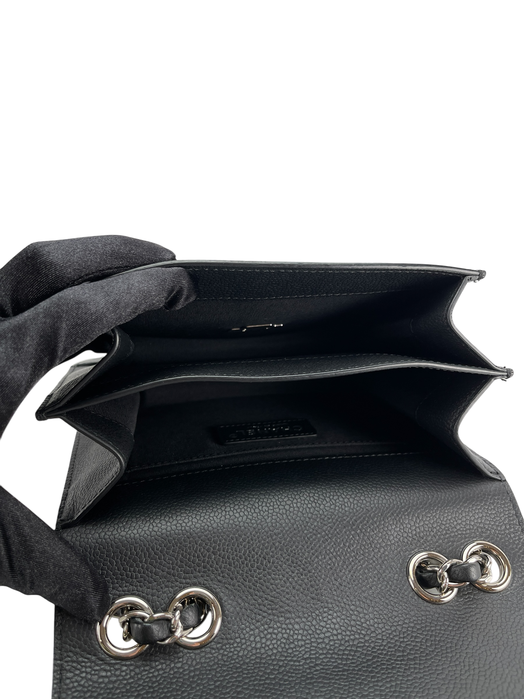 CHANEL - Black Sliver Caviar Quilted CC Box FlapBag