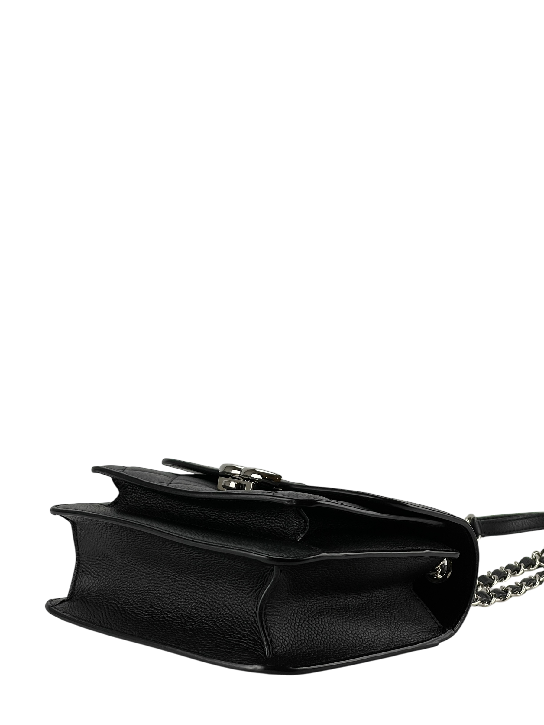 CHANEL - Black Sliver Caviar Quilted CC Box FlapBag