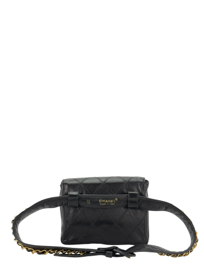 CHANEL - Black Lambskin Mini Flap BeltBag 