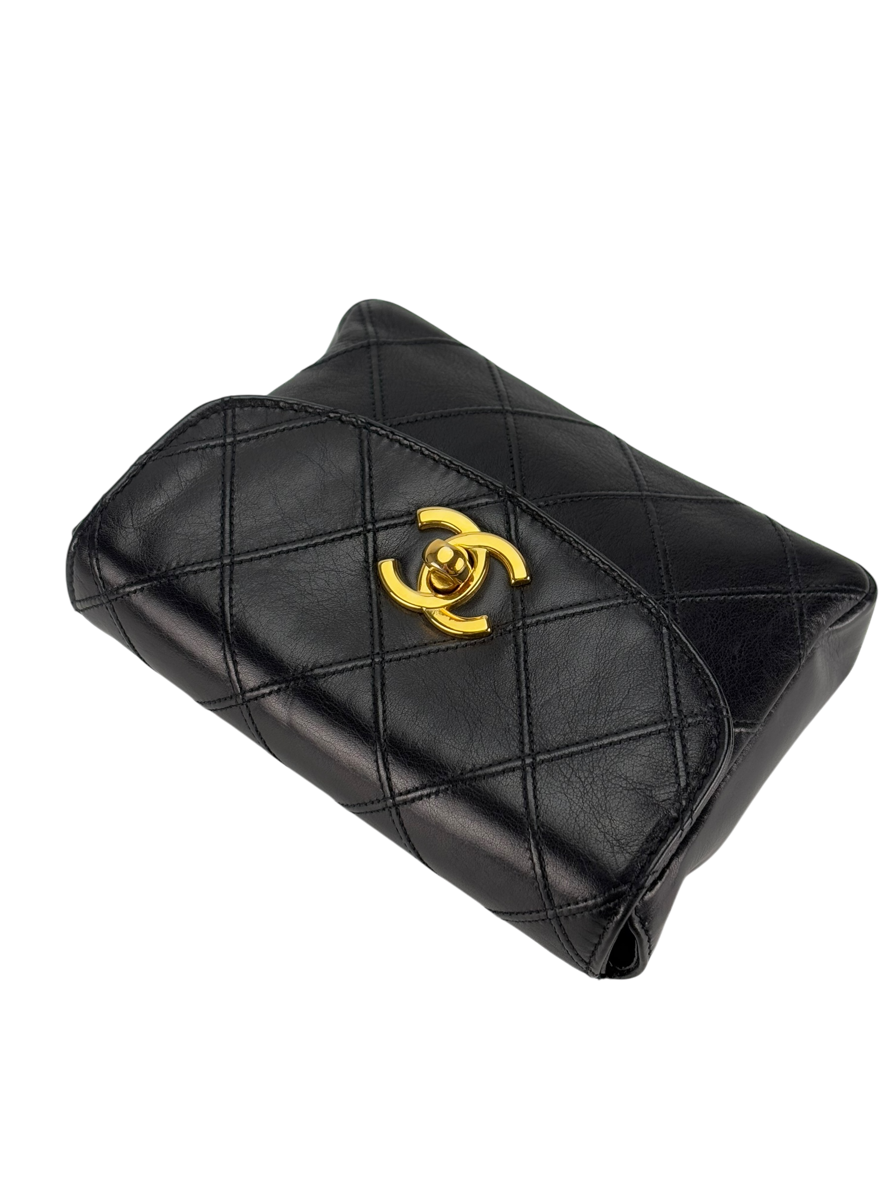 CHANEL - Black Lambskin Mini Flap BeltBag 