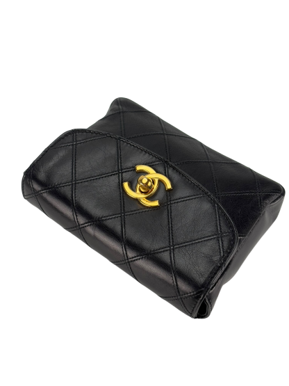 CHANEL - Black Lambskin Mini Flap BeltBag 