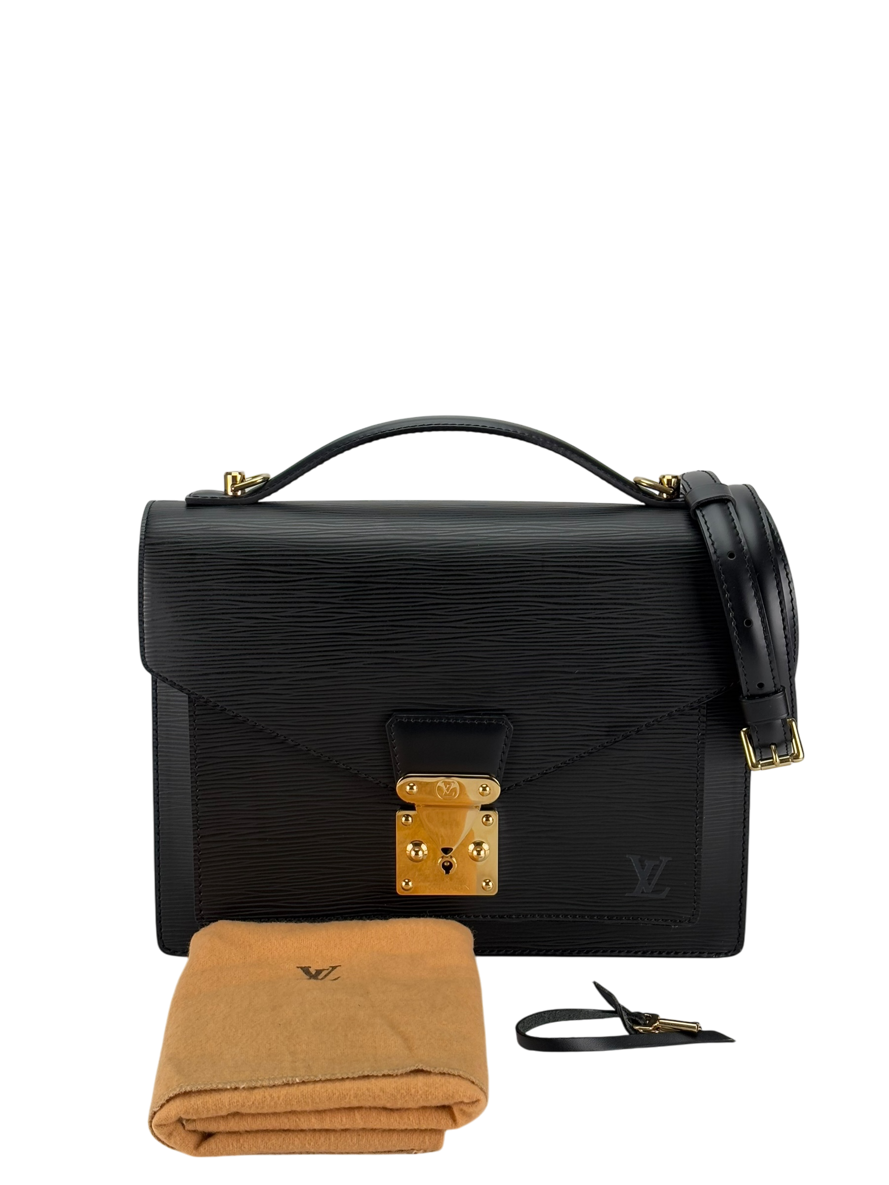 LOUIS VUITTON -  Black Epi Monceau Handbag