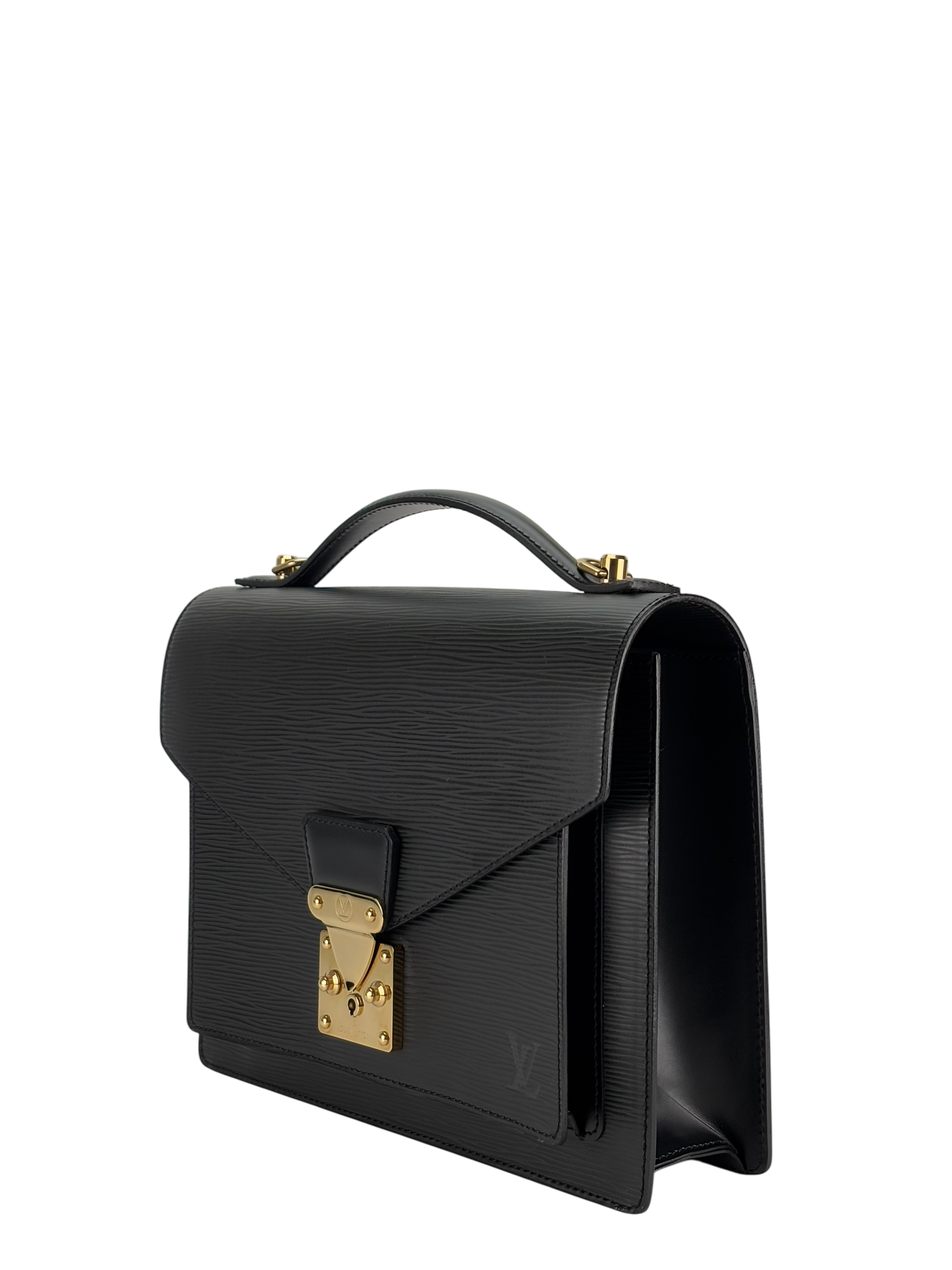 LOUIS VUITTON -  Black Epi Monceau Handbag