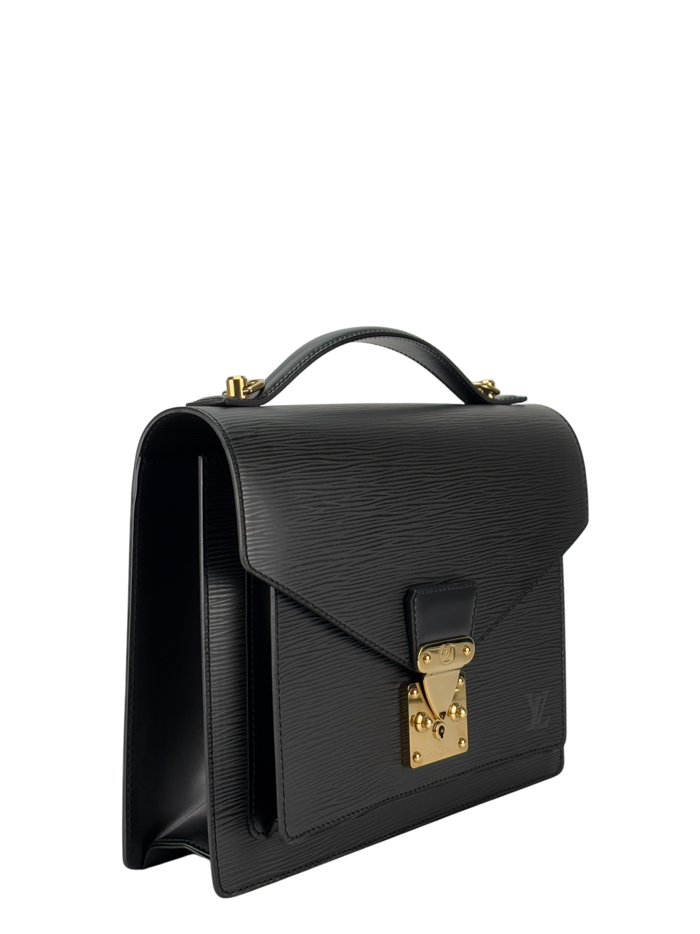 LOUIS VUITTON -  Black Epi Monceau Handbag