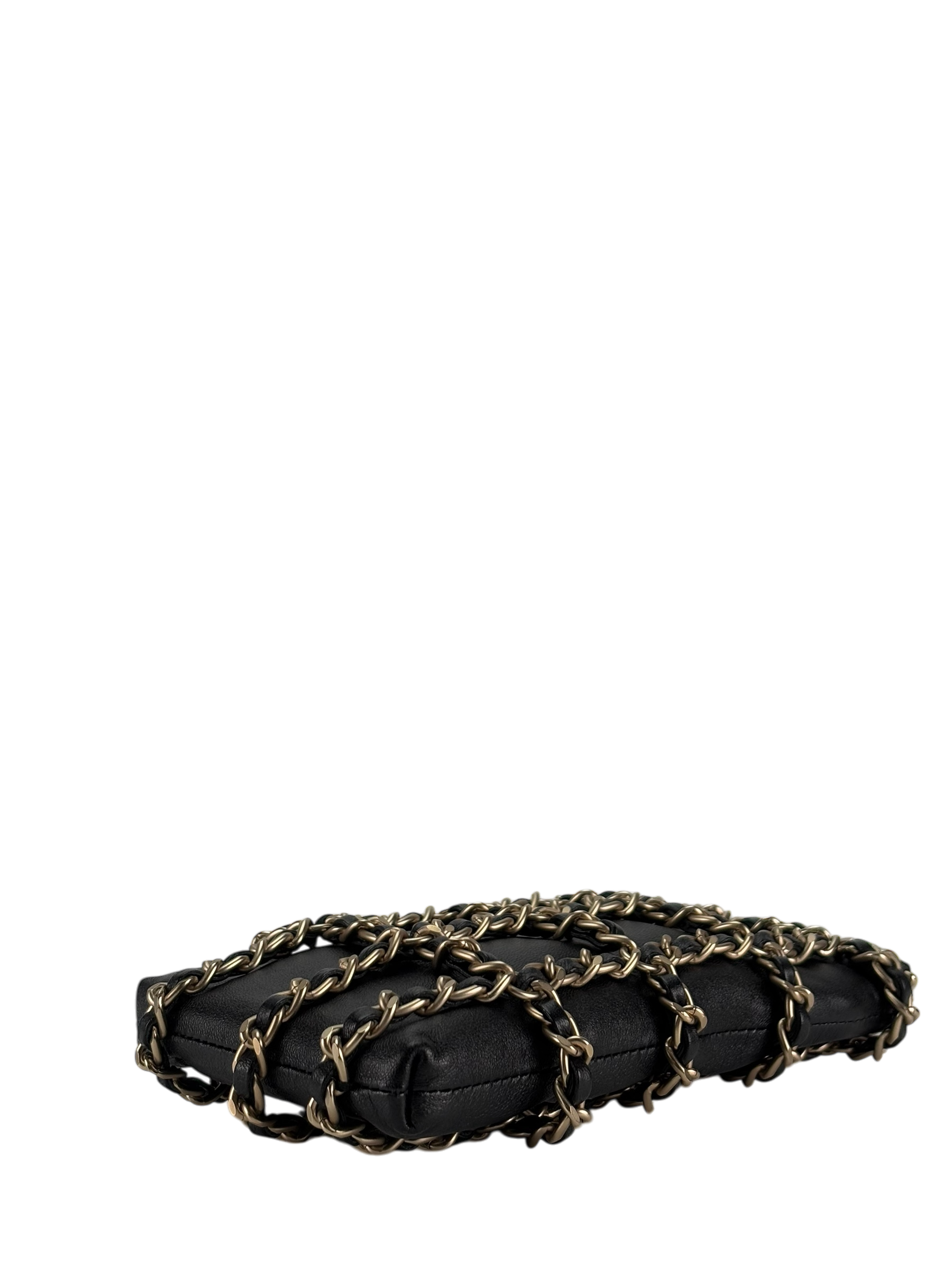 CHANEL - Black Lambskin Crossbody Phone Cluth With Chain