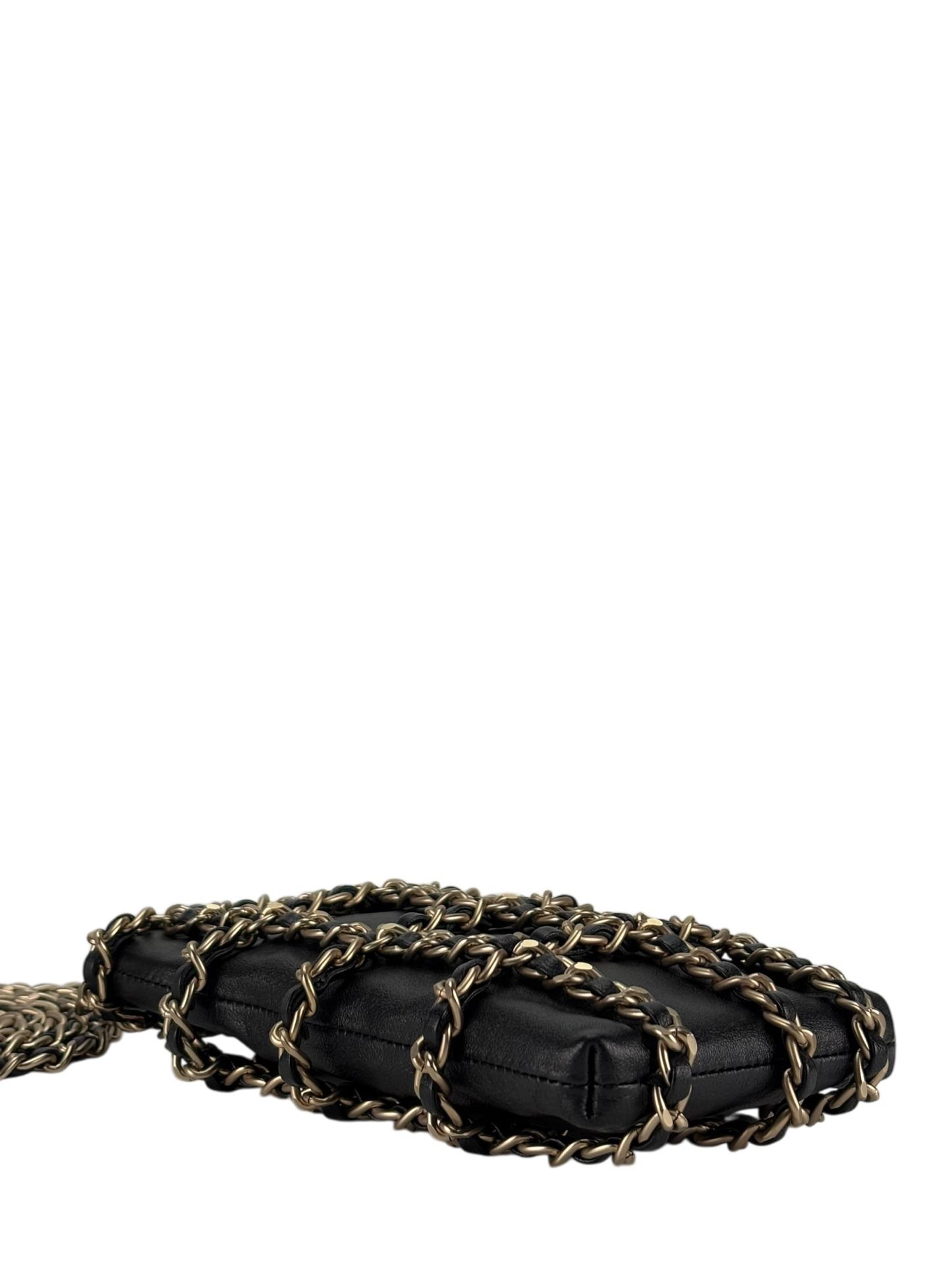 CHANEL - Black Lambskin Crossbody Phone Cluth With Chain