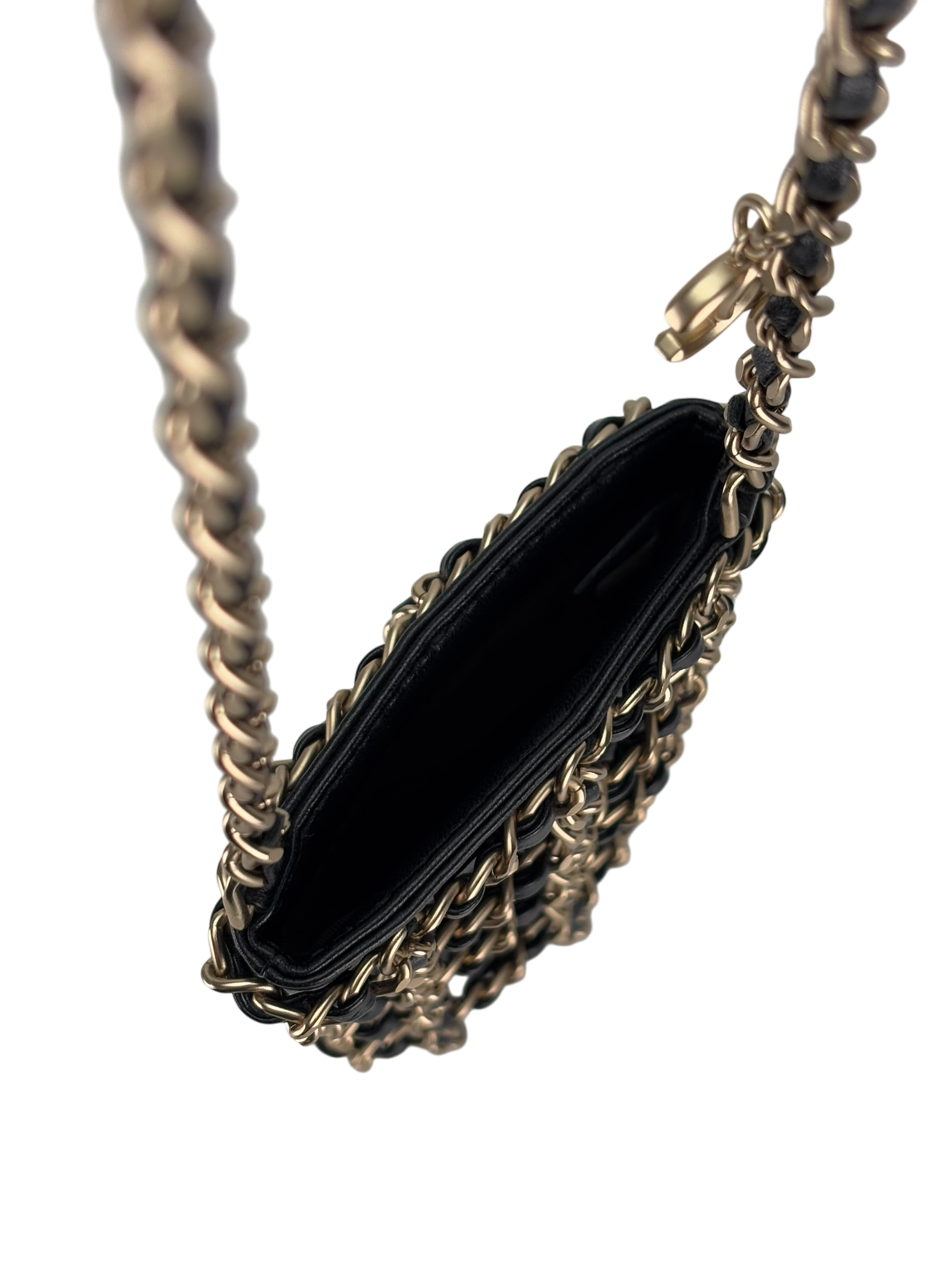 CHANEL - Black Lambskin Crossbody Phone Cluth With Chain