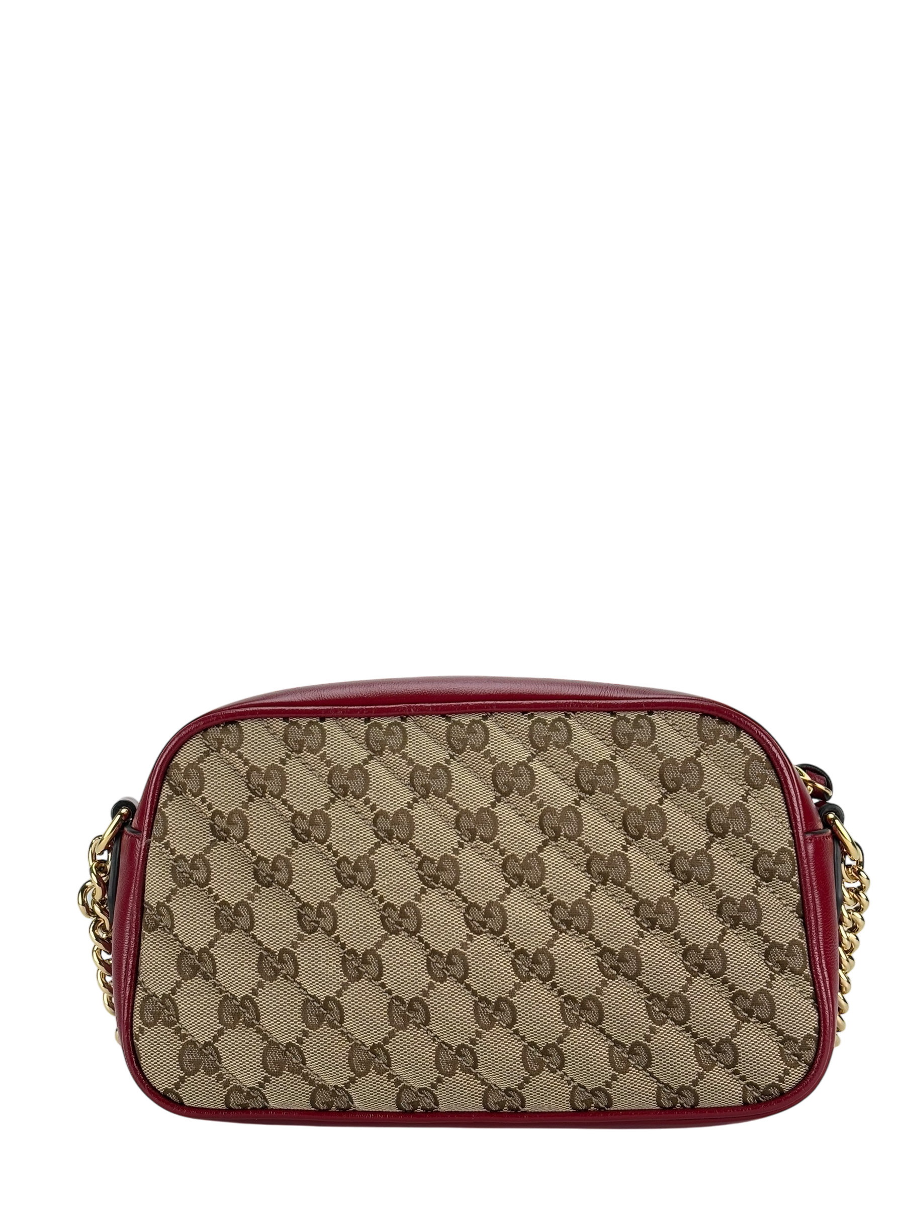 GUCCI -  Brown Red GG Canvas Marmont Crossbody Bag