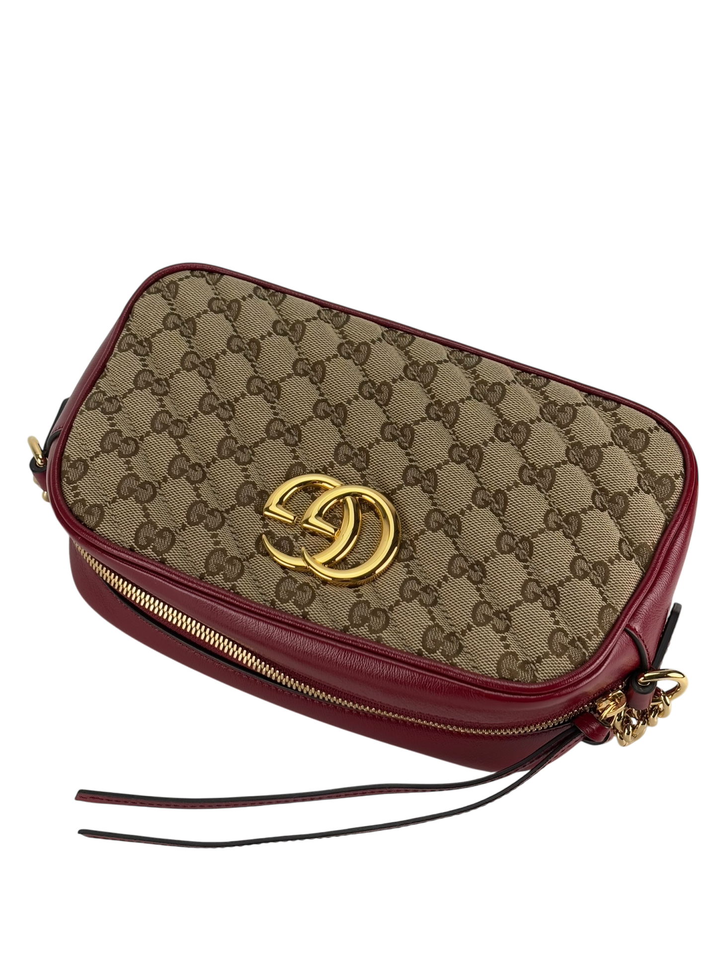 GUCCI -  Brown Red GG Canvas Marmont Crossbody Bag