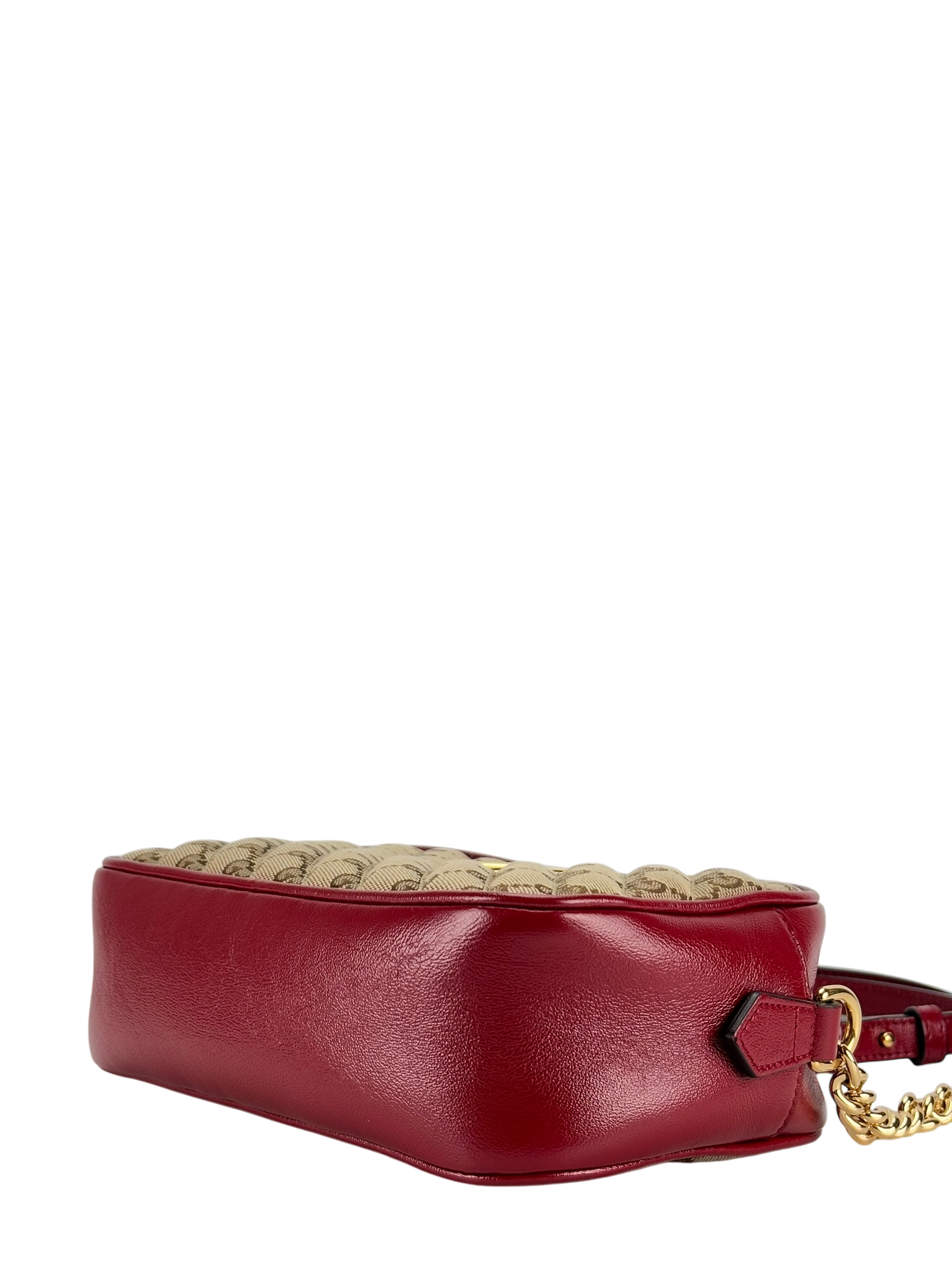 GUCCI -  Brown Red GG Canvas Marmont Crossbody Bag