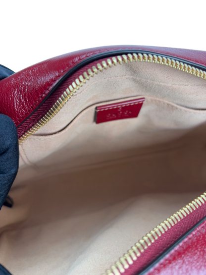 GUCCI -  Brown Red GG Canvas Marmont Crossbody Bag