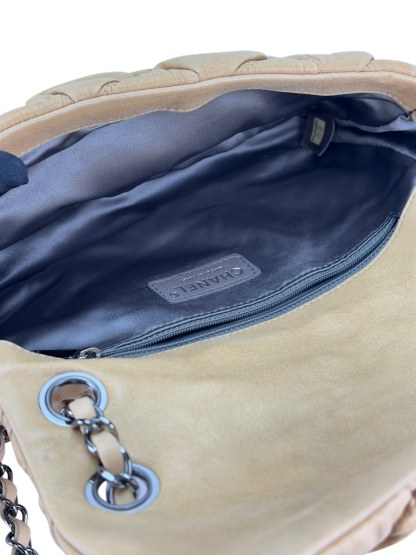 CHANEL - Beige Calfskin Quilted Medium Bubble Quilt Flap Bag