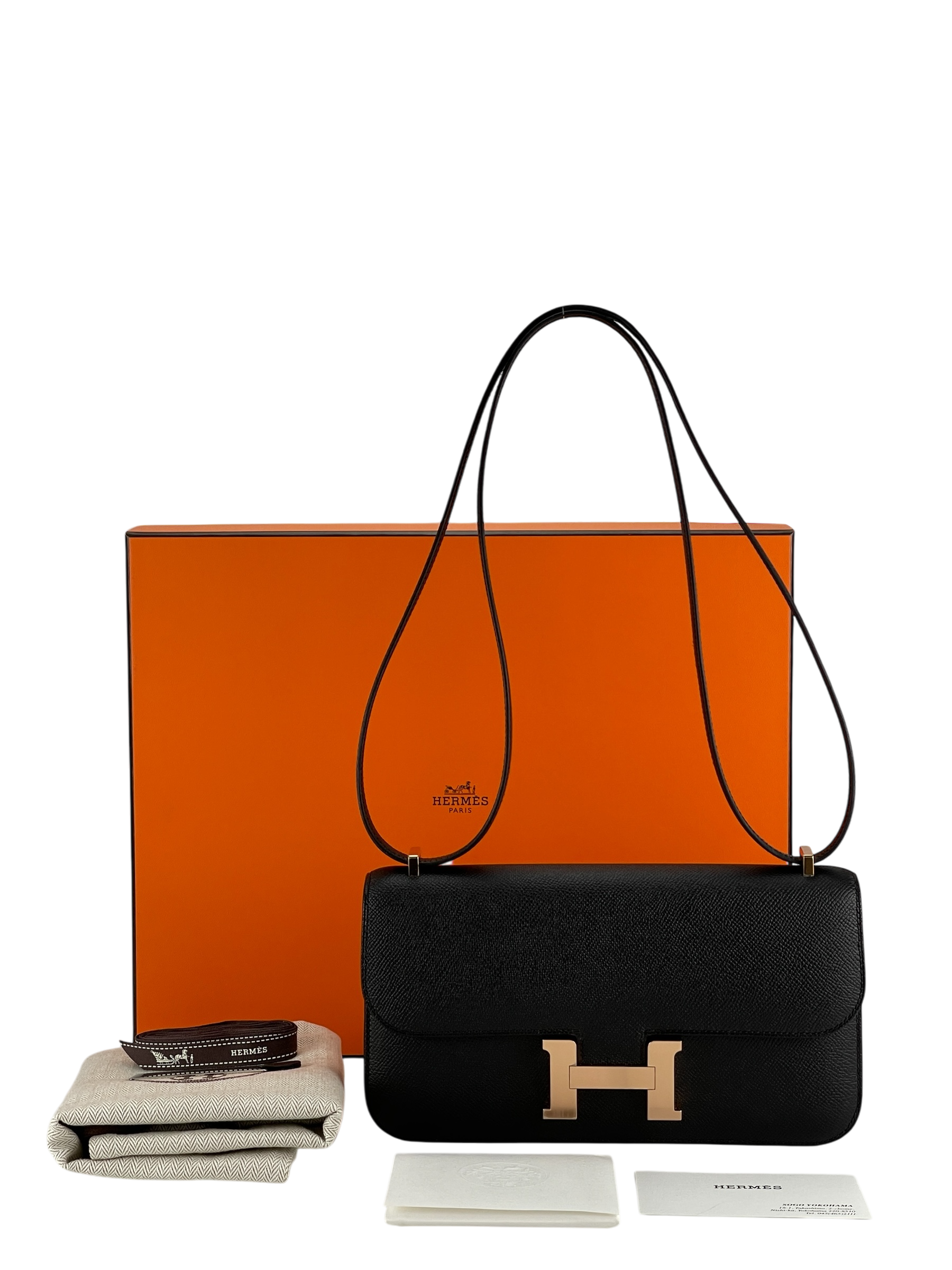 HERMES - Constance Elan 24 Black Epsom Rose Gold Hardware