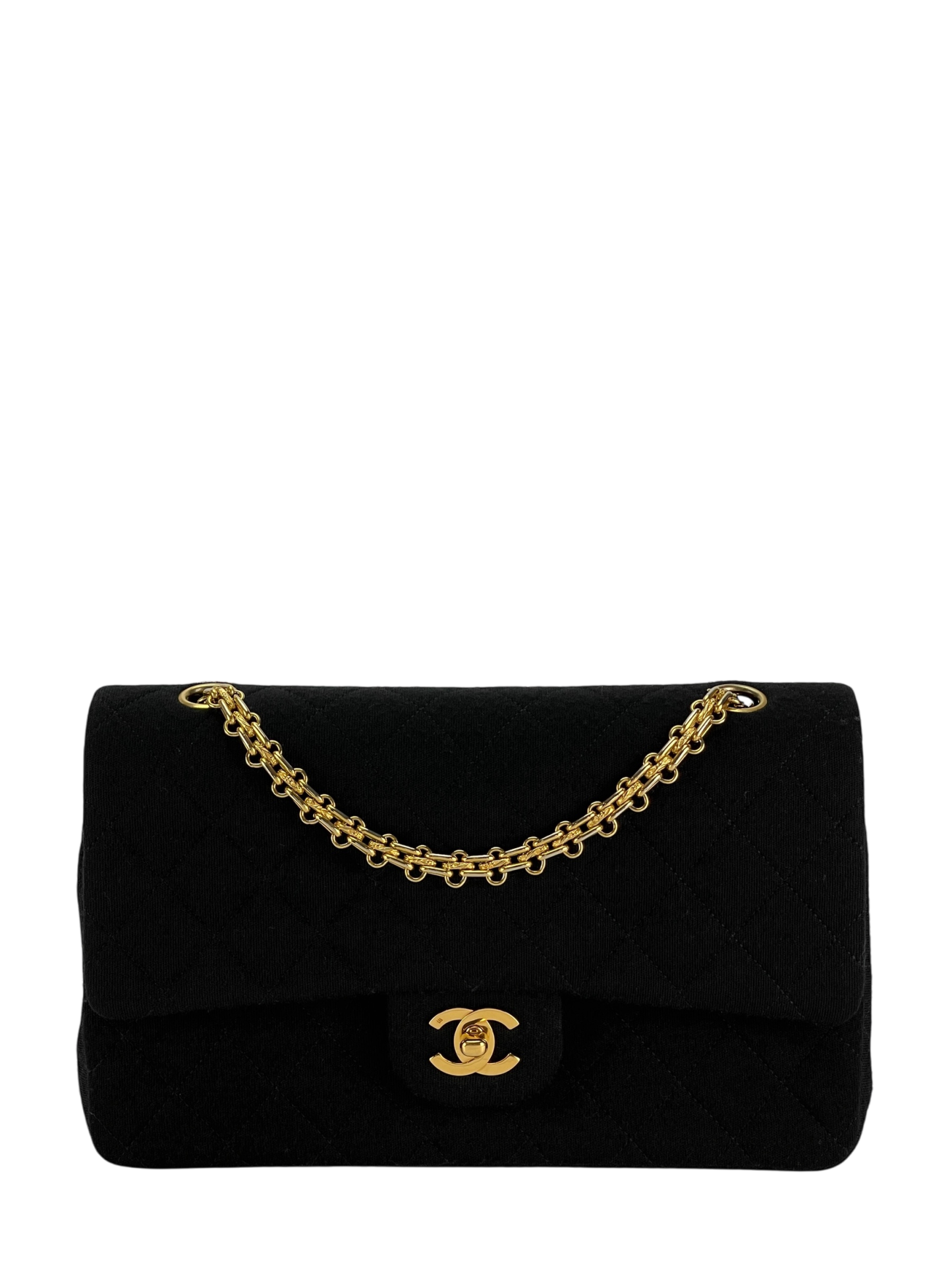 CHANEL - Black Velvet Matelasse Quilted Chain Shoulder Bag 