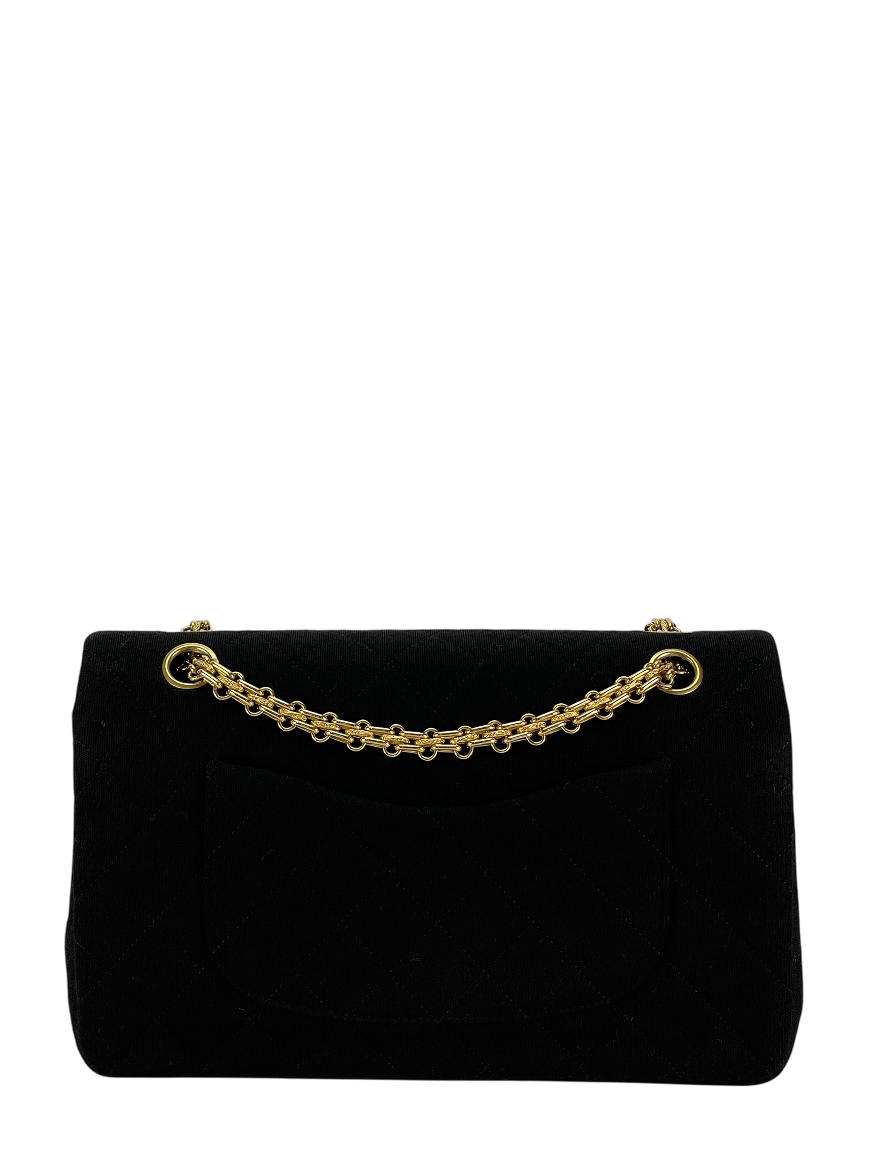 CHANEL - Black Velvet Matelasse Quilted Chain Shoulder Bag 