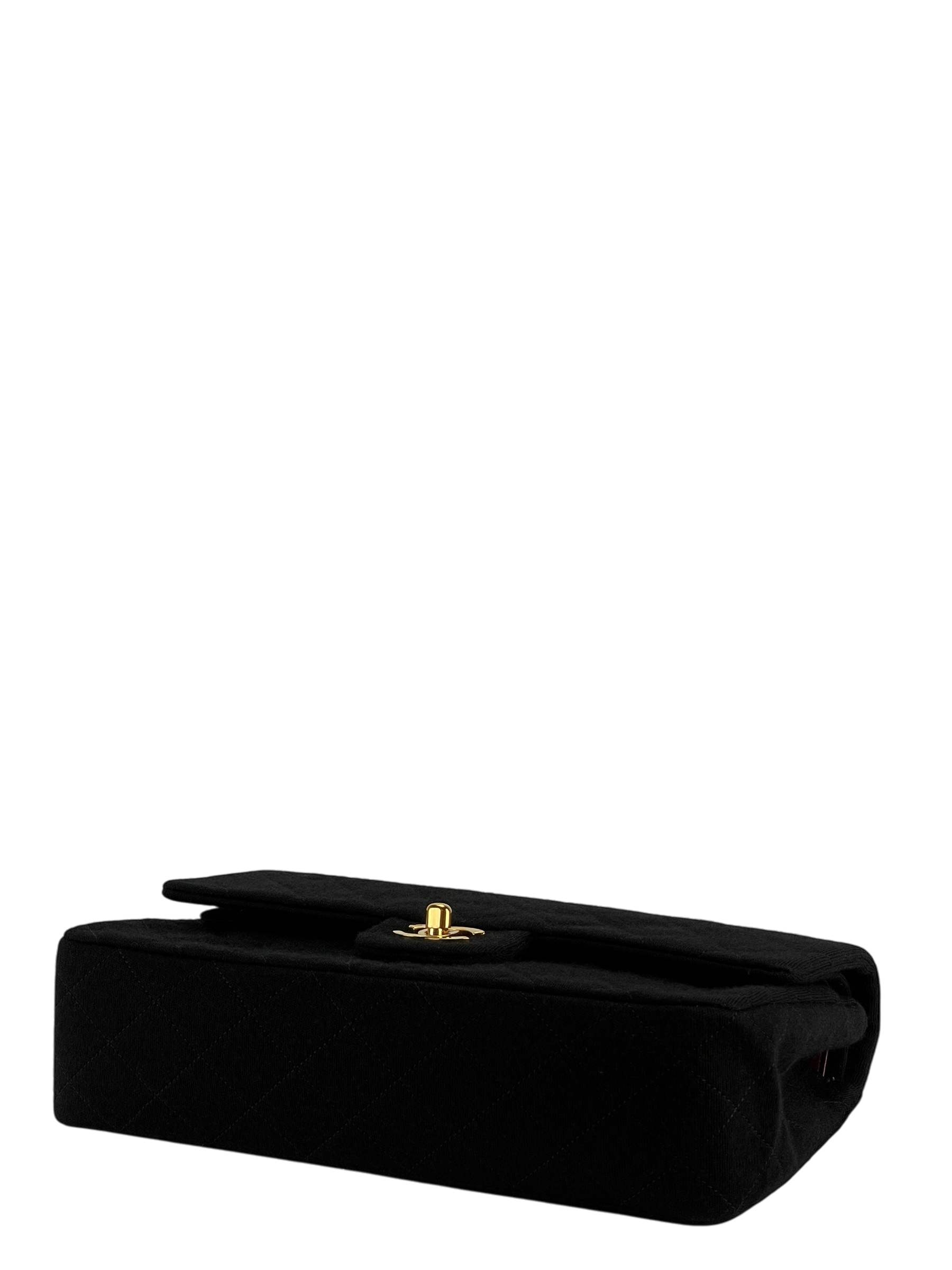 CHANEL - Black Velvet Matelasse Quilted Chain Shoulder Bag 