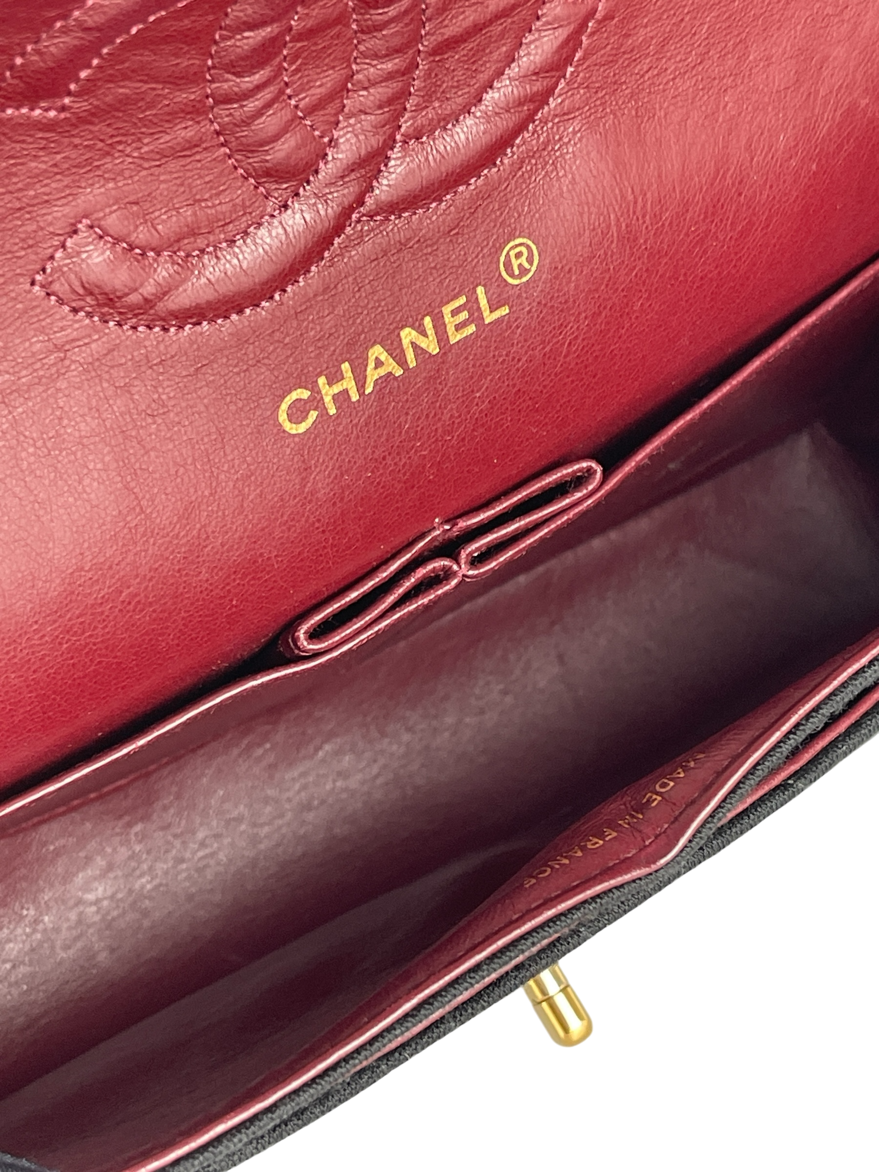 CHANEL - Black Velvet Matelasse Quilted Chain Shoulder Bag 