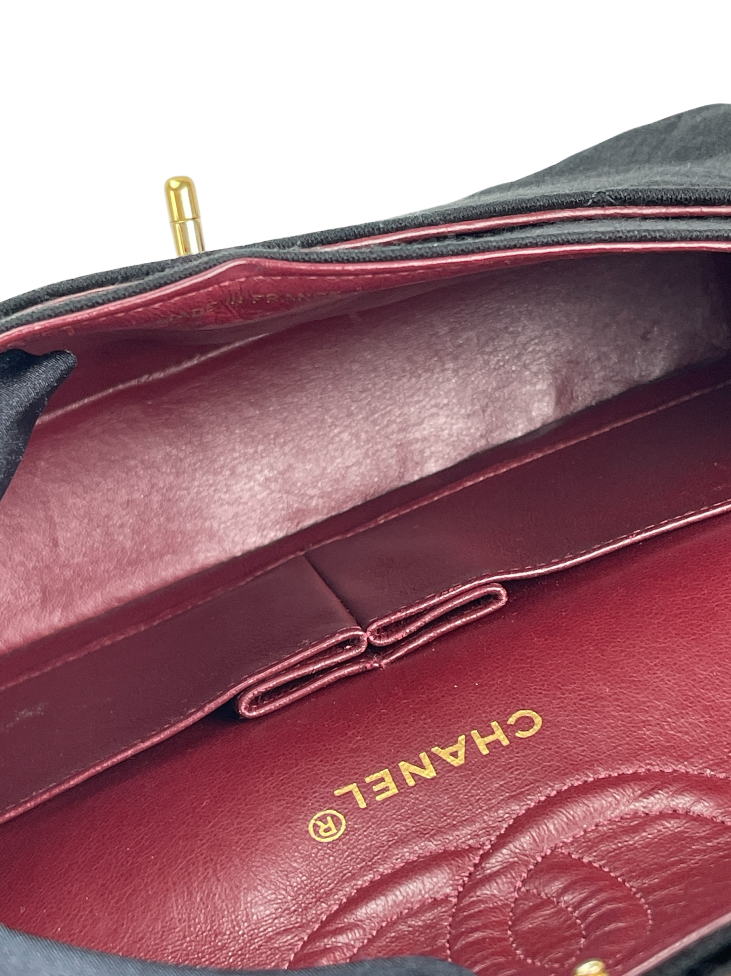 CHANEL - Black Velvet Matelasse Quilted Chain Shoulder Bag 