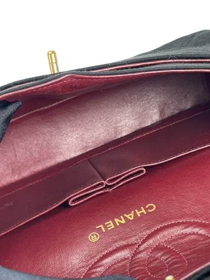 CHANEL - Black Velvet Matelasse Quilted Chain Shoulder Bag 