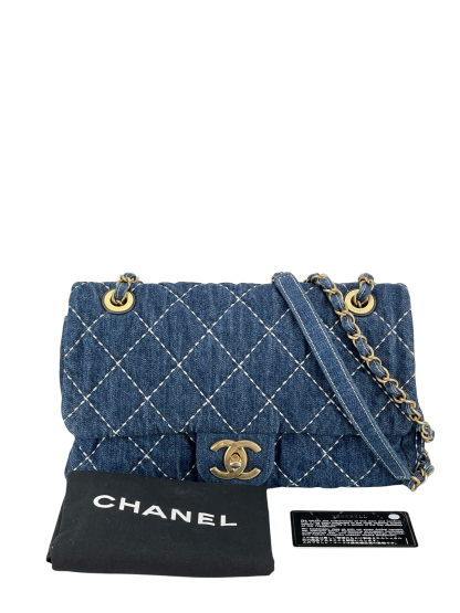 CHANEL - Blue Denim Gold Hardware Chain Flap Bag