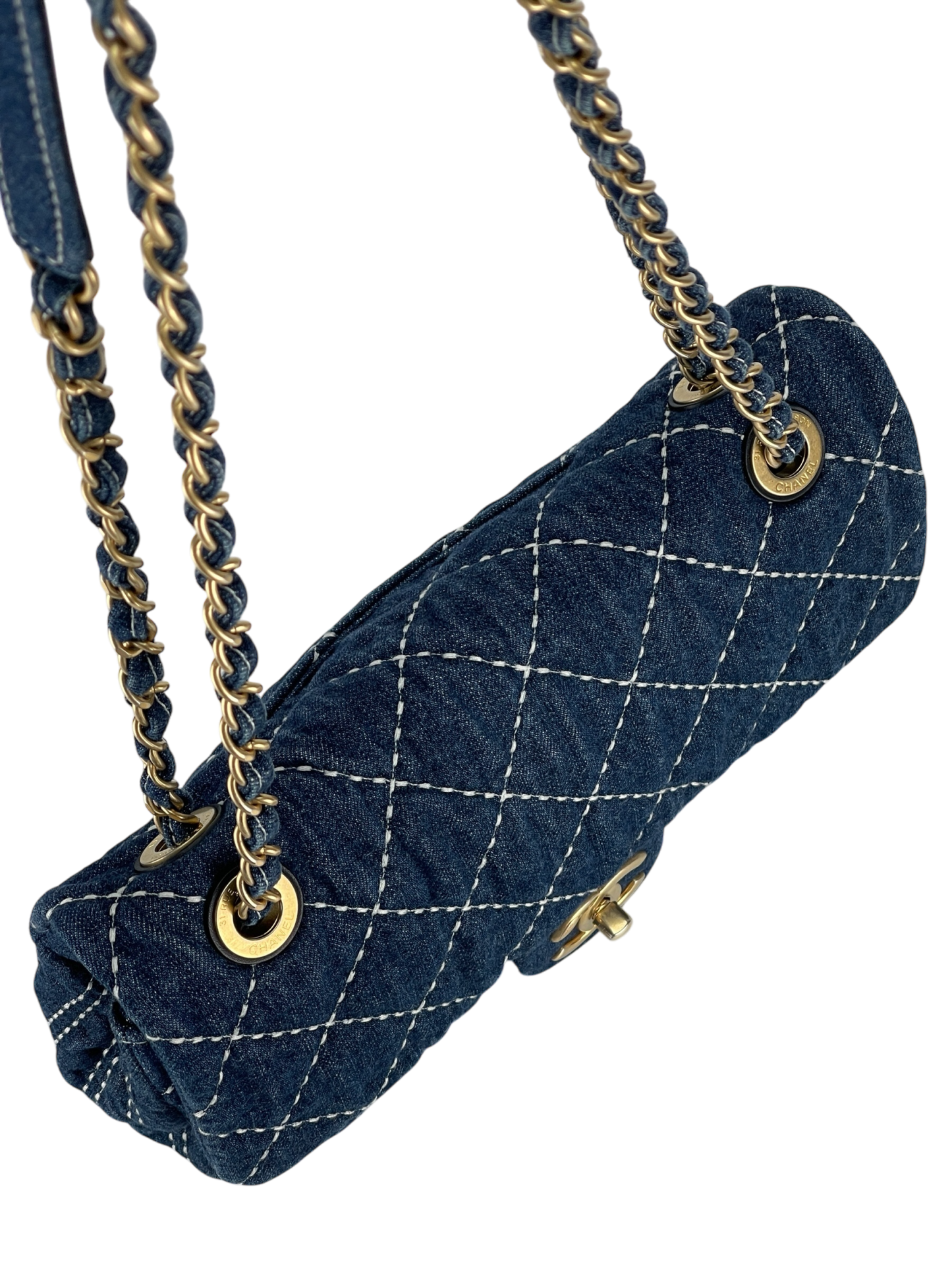 CHANEL - Blue Denim Gold Hardware Chain Flap Bag