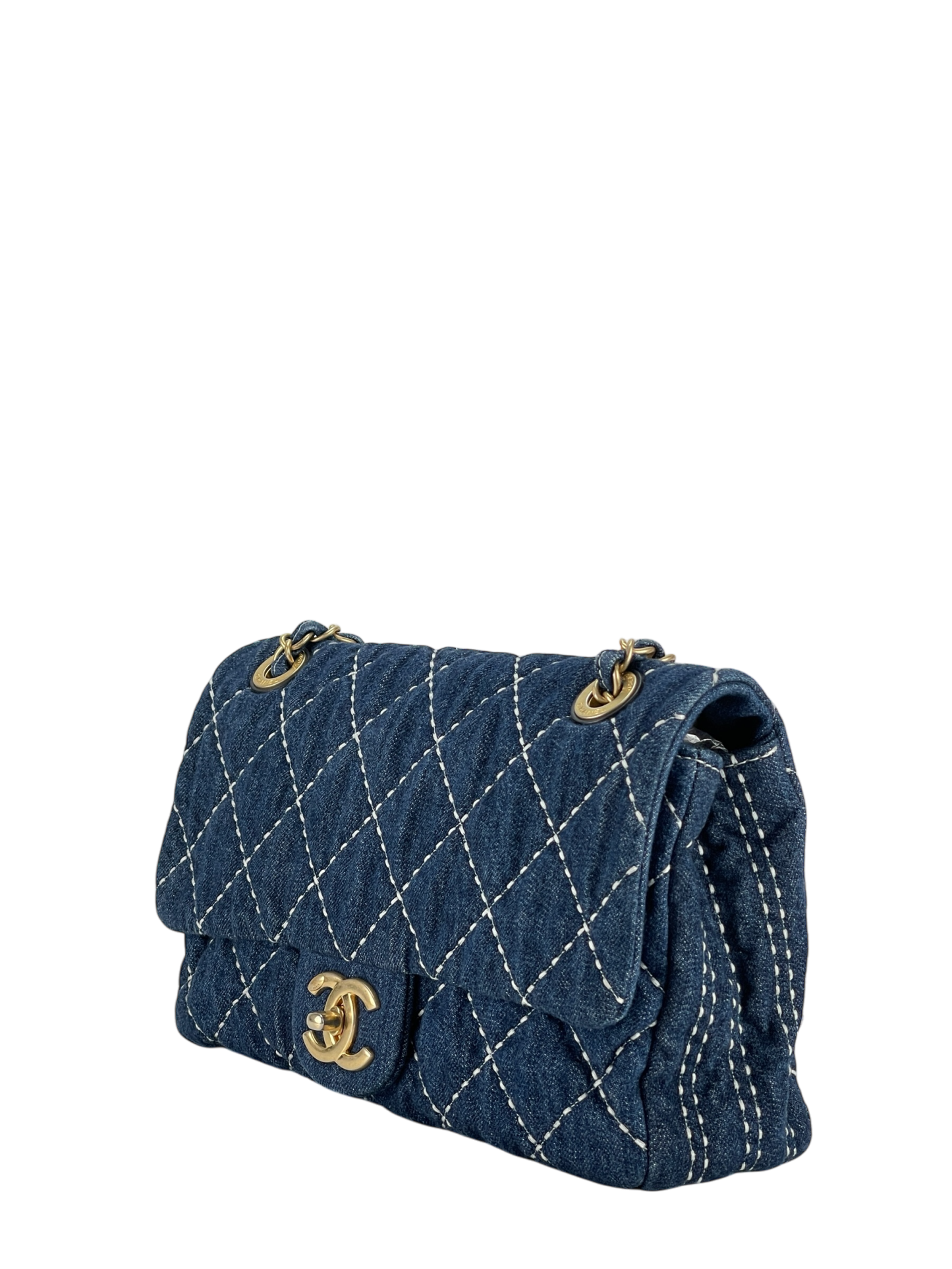 CHANEL - Blue Denim Gold Hardware Chain Flap Bag