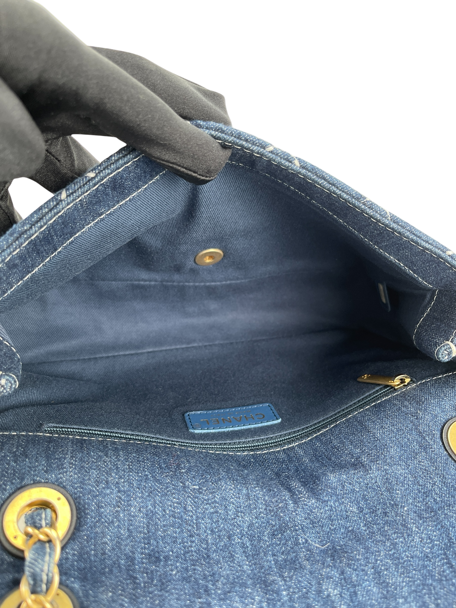 CHANEL - Blue Denim Gold Hardware Chain Flap Bag