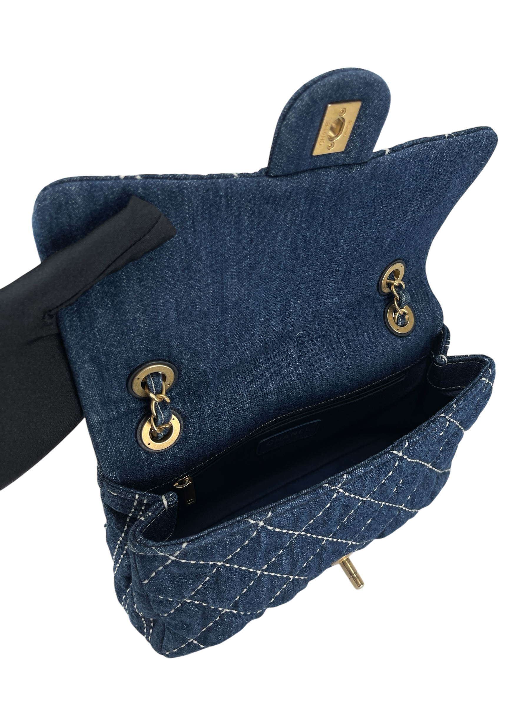 CHANEL - Blue Denim Gold Hardware Chain Flap Bag