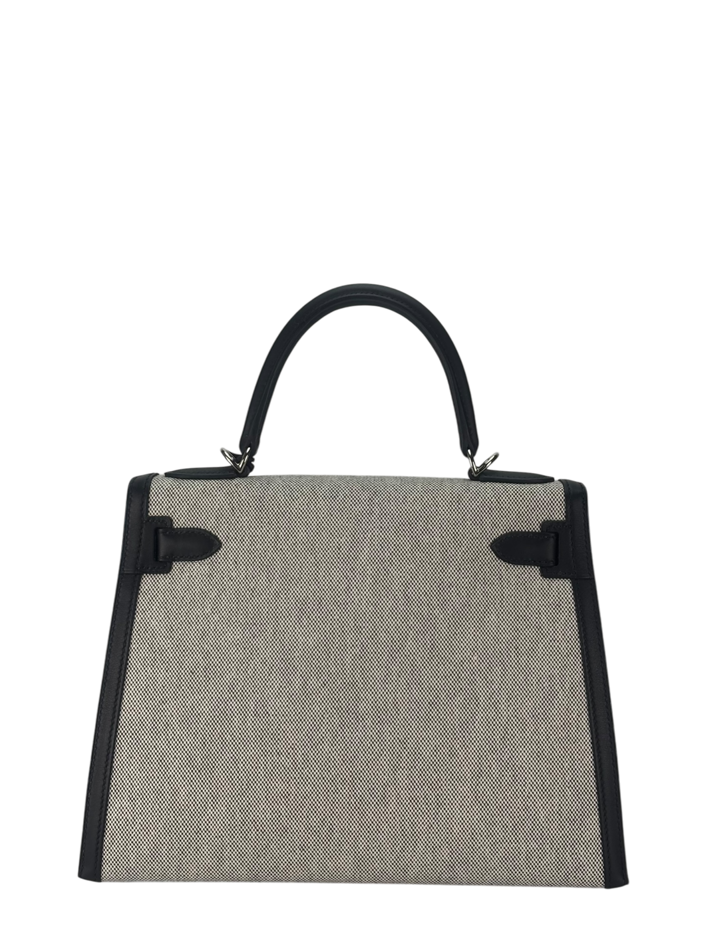 HERMES - Kelly 28 Sellier Quadrille Viking Black White Palladium Hardware