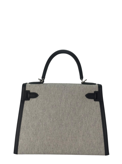 HERMES - Kelly 28 Sellier Quadrille Viking Black White Palladium Hardware