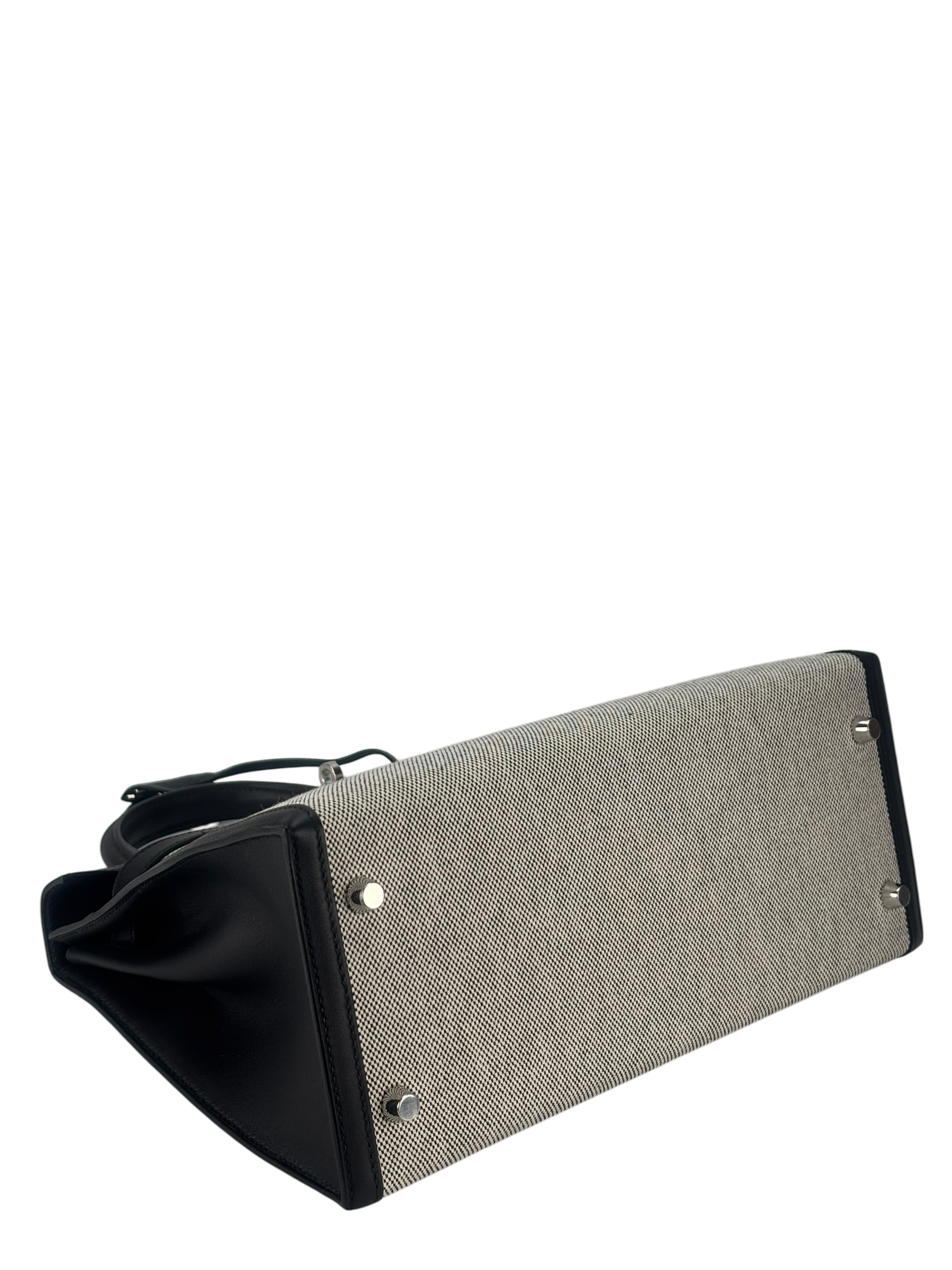 HERMES - Kelly 28 Sellier Quadrille Viking Black White Palladium Hardware