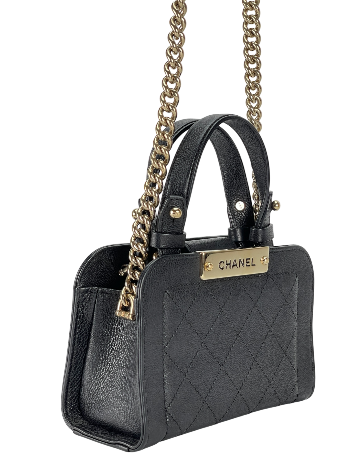 CHANEL - Black Quilted Leather Small Label Click Tote Bag