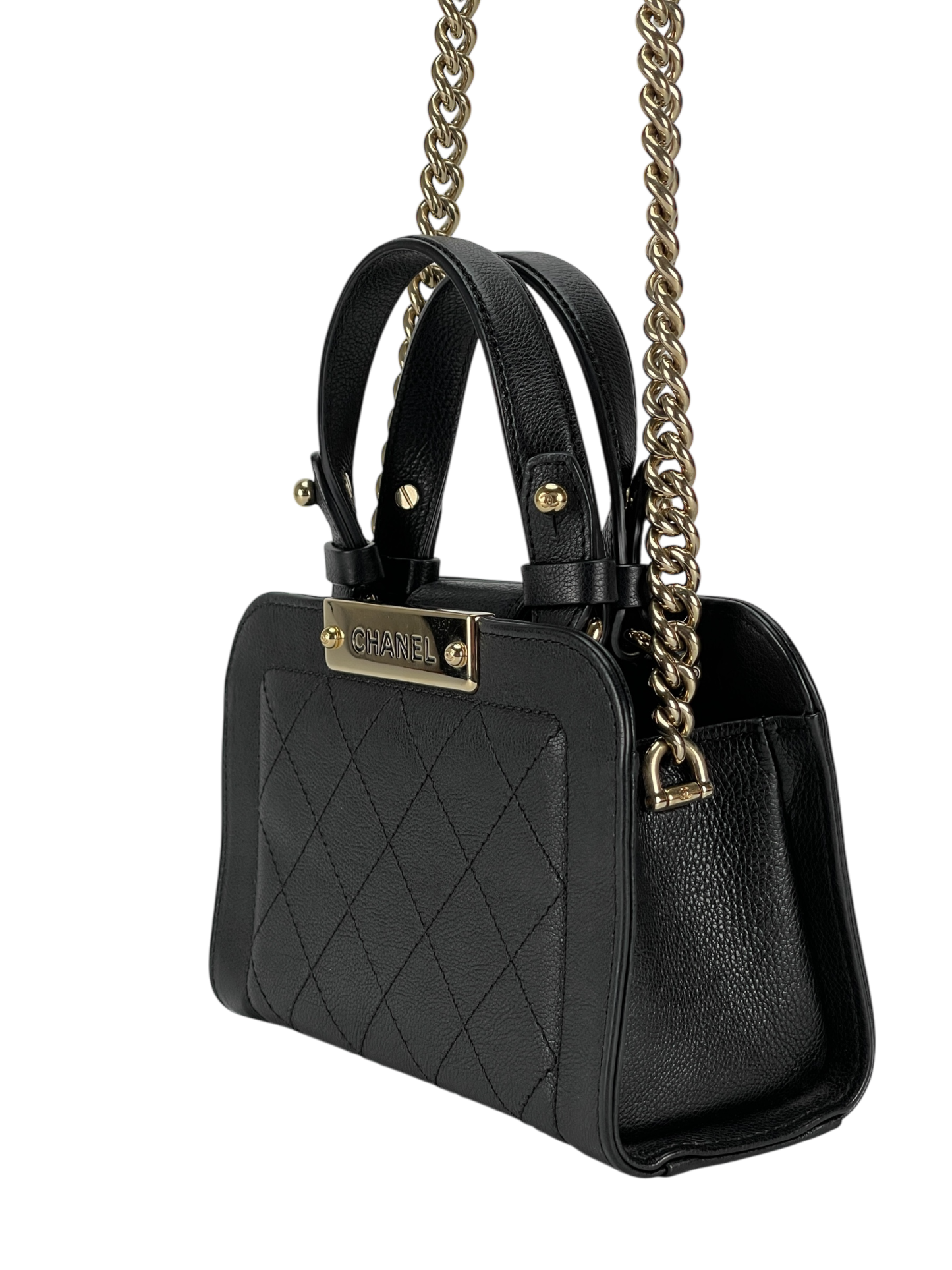 CHANEL - Black Quilted Leather Small Label Click Tote Bag