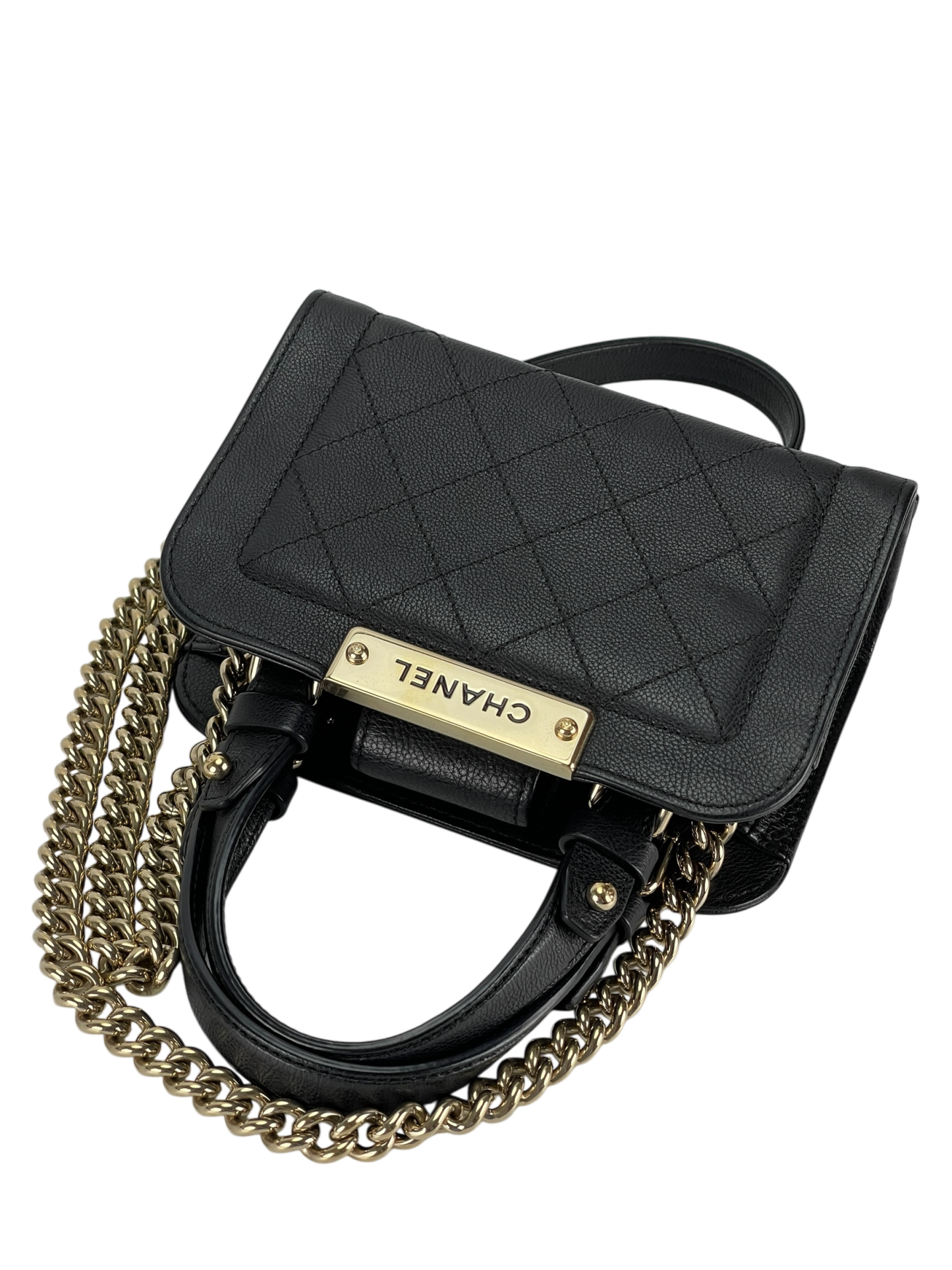 CHANEL - Black Quilted Leather Small Label Click Tote Bag