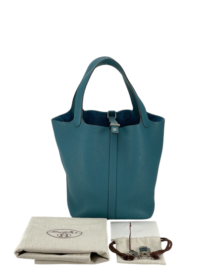 HERMES - Picotin 22 W0 Vert Bosphore Clemence Palladium Hardware