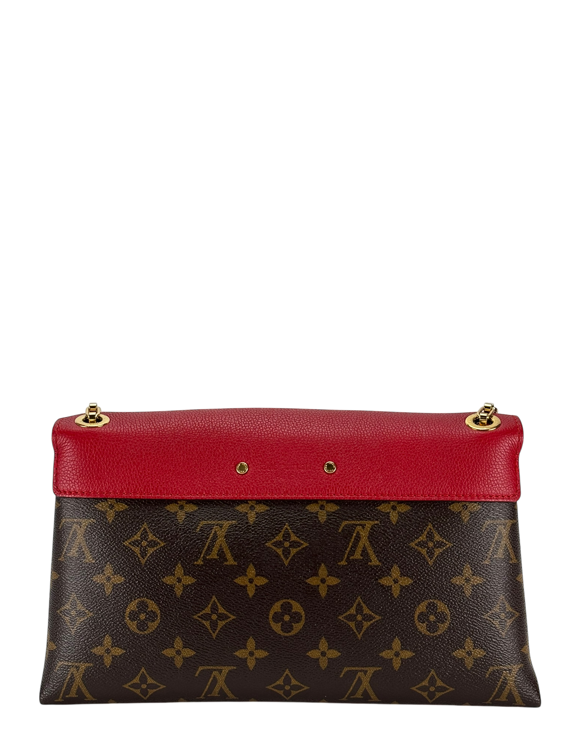 LOUIS VUITTON - Red Litchi Monogram Canvas Pallas Chain Bag