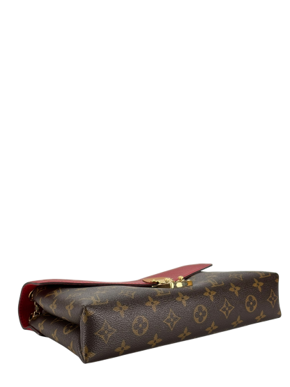 LOUIS VUITTON - Red Litchi Monogram Canvas Pallas Chain Bag