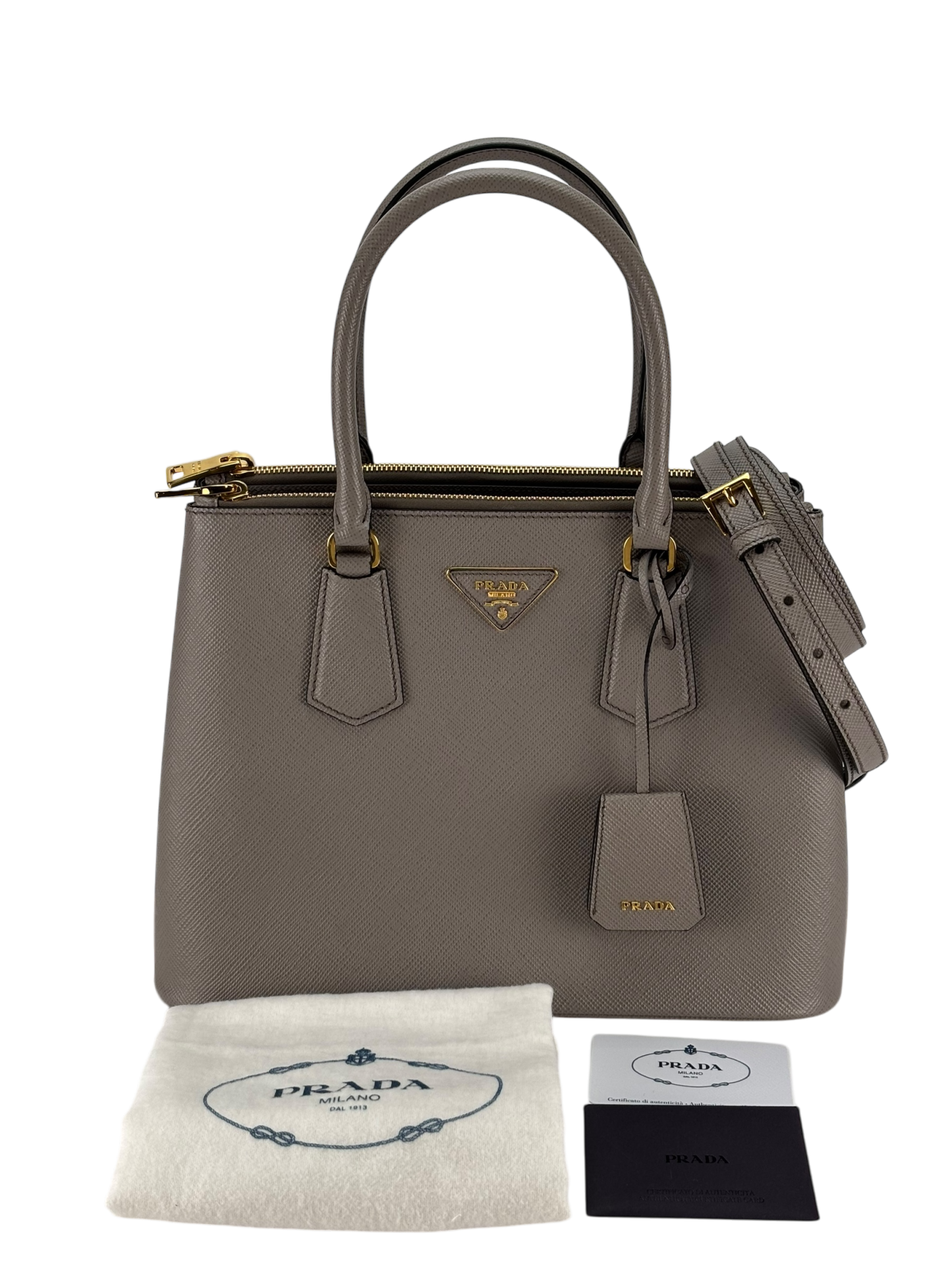 PRADA - Grey Galleria Medium Saffiano Leather Handbag 