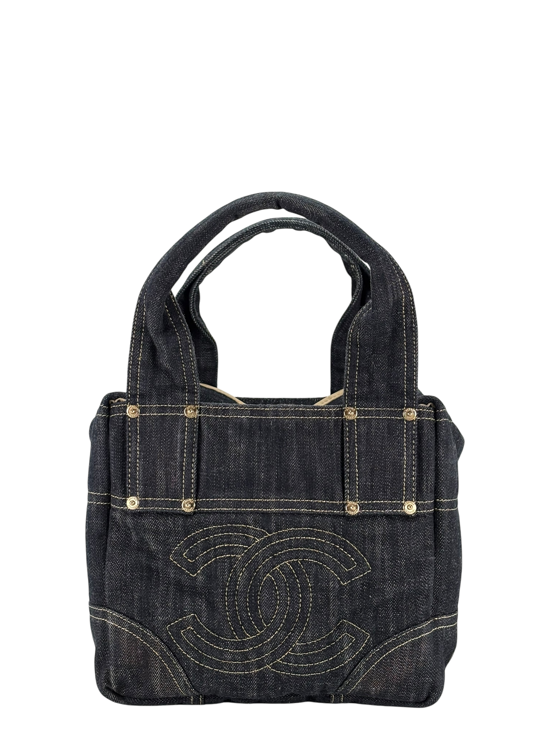 CHANEL - Authentic Denim Tote Coco Mark Handbag