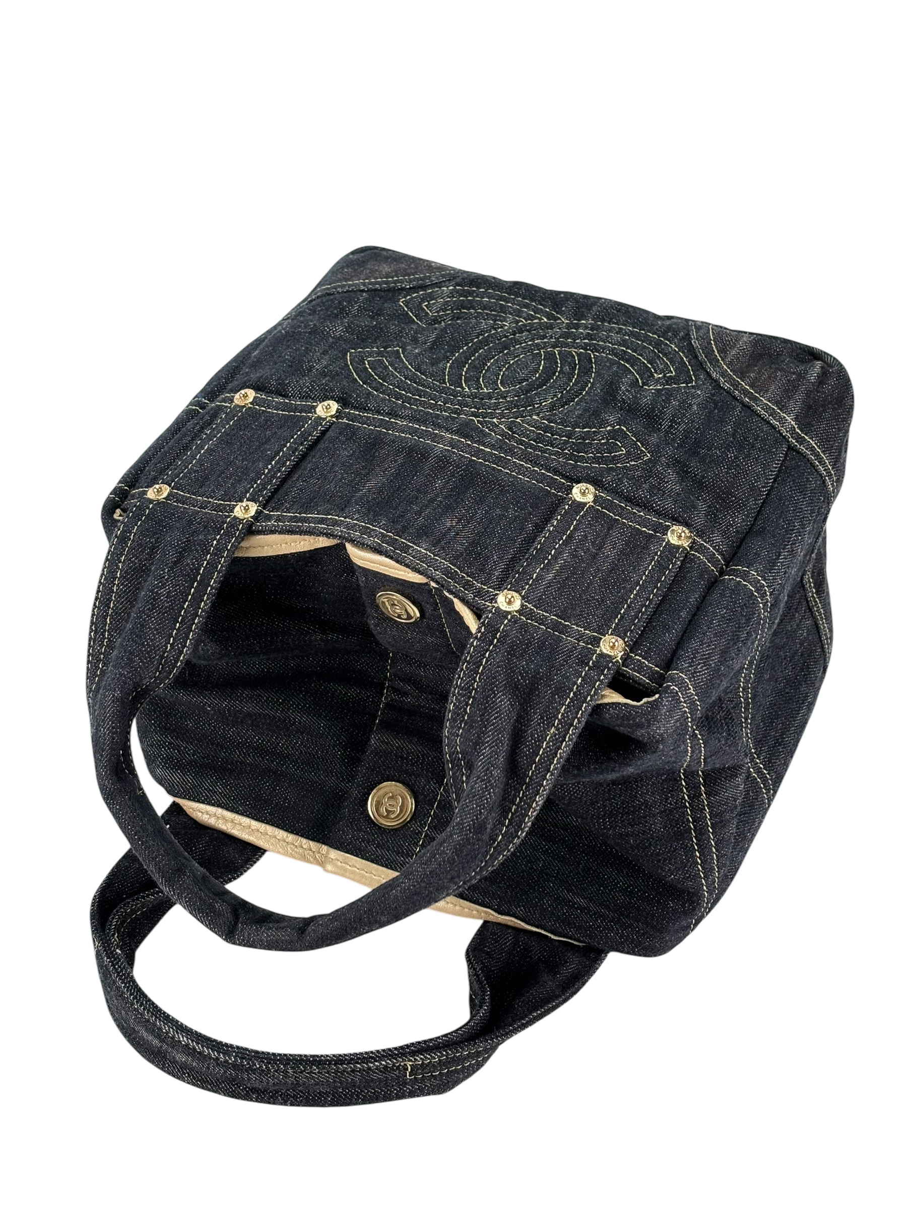 CHANEL - Authentic Denim Tote Coco Mark Handbag