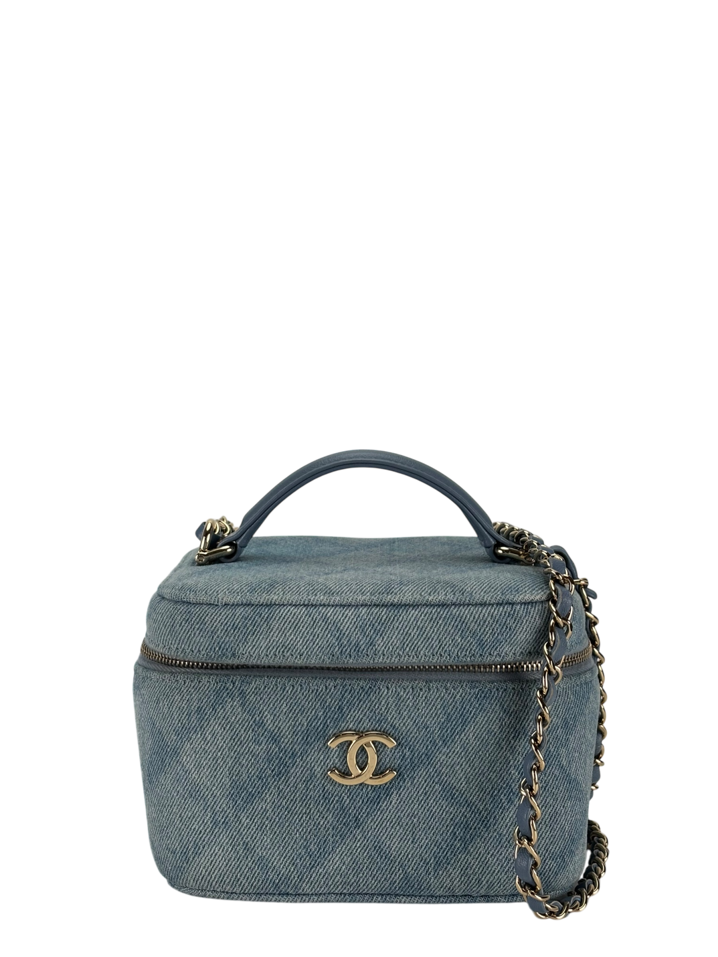 CHANEL - Light Blue Denim Vanity Chain Shoulder Bag