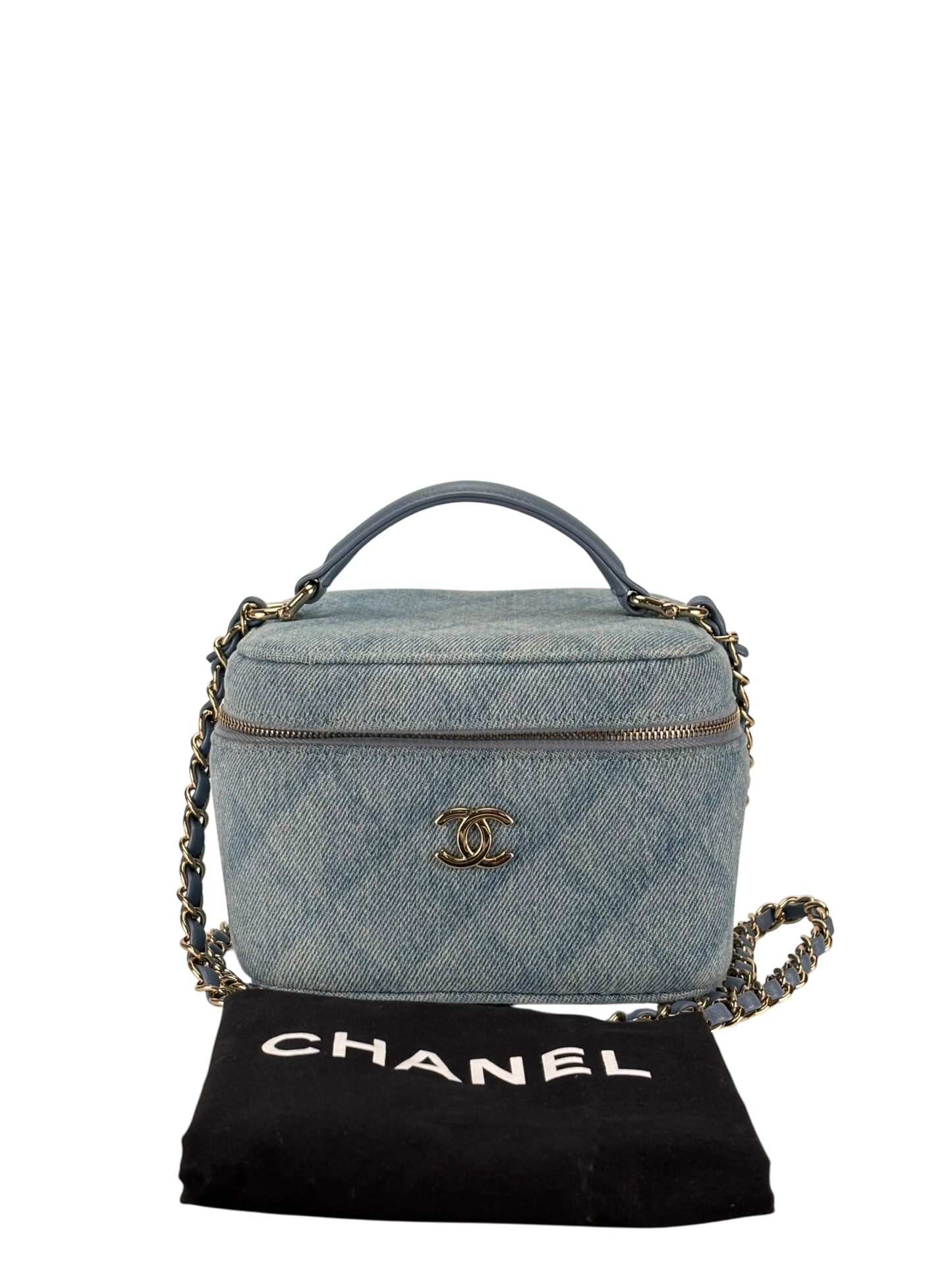 CHANEL - Light Blue Denim Vanity Chain Shoulder Bag